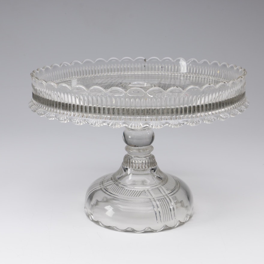 Pressed Glass Pedestal Cake Stand, Early 20th Century
