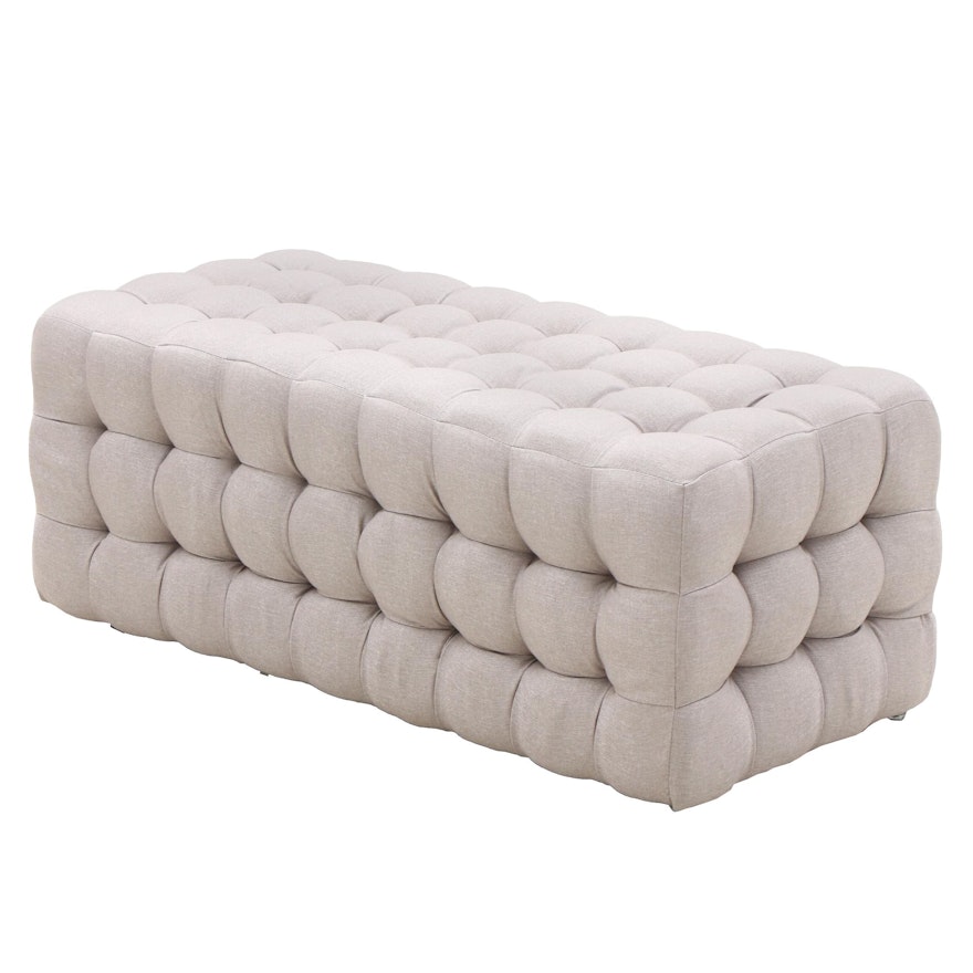 Button Tufted Upholstered Ottoman