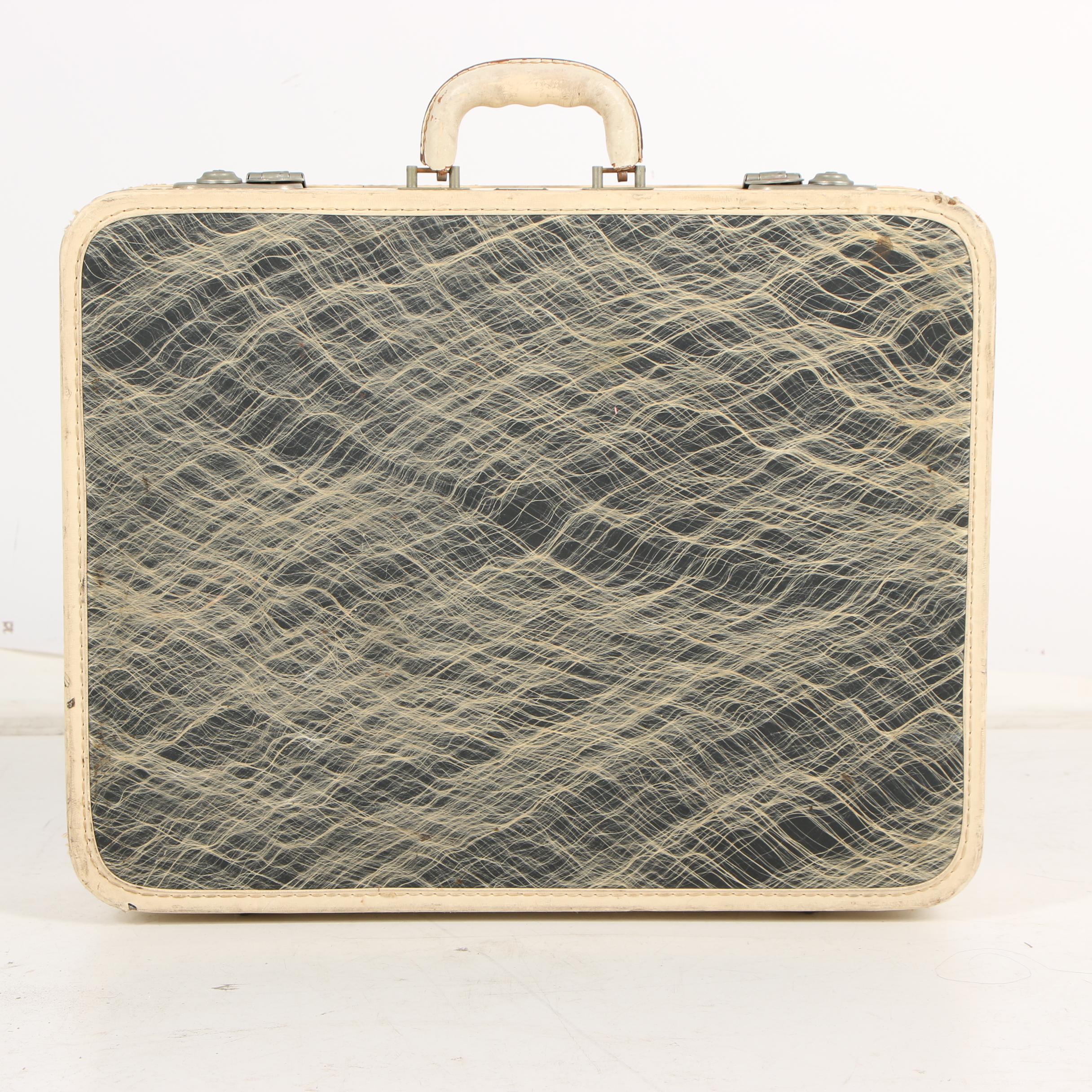 Maximillian New York Fibre Glass Canvas Suitcase, 1940s Vintage