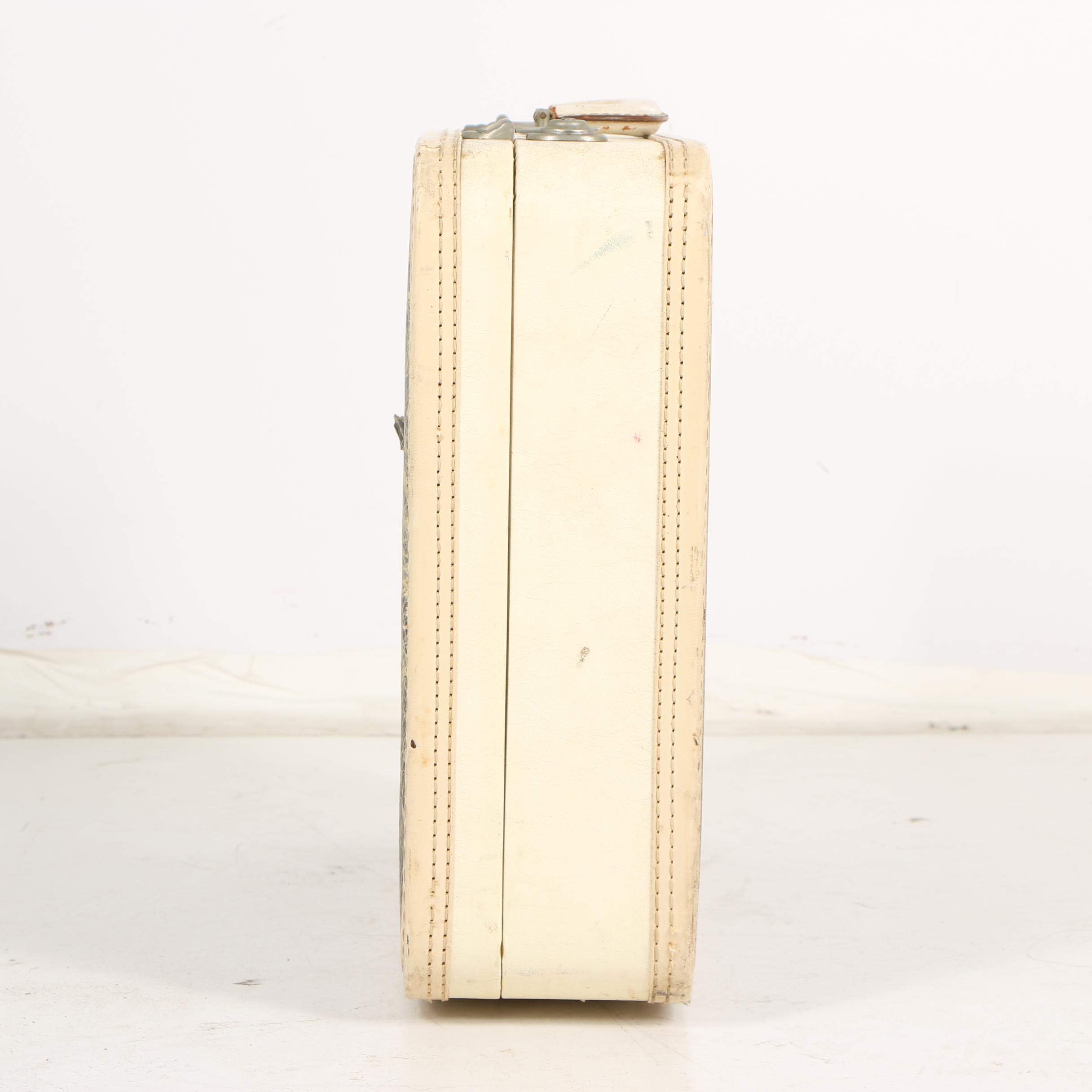 Maximillian New York Fibre Glass Canvas Suitcase, 1940s Vintage