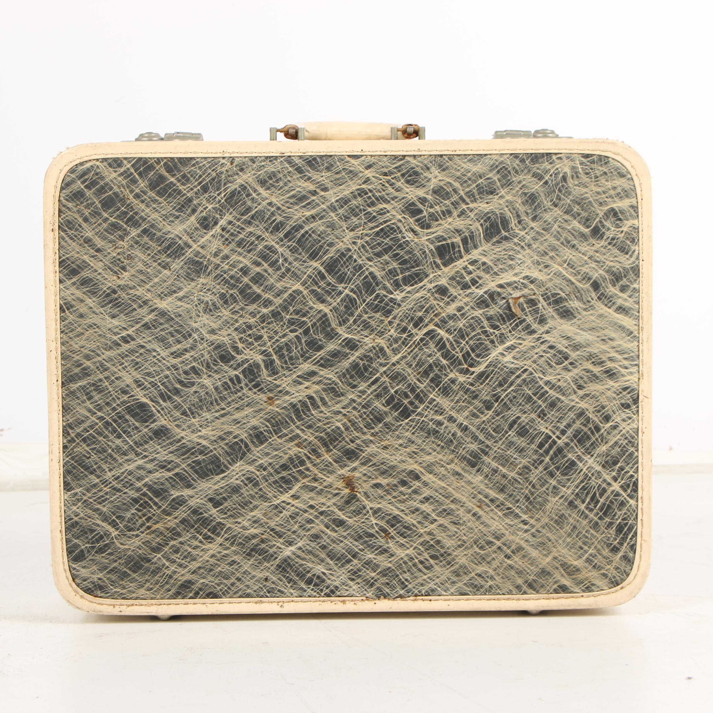 Maximillian New York Fibre Glass Canvas Suitcase, 1940s Vintage