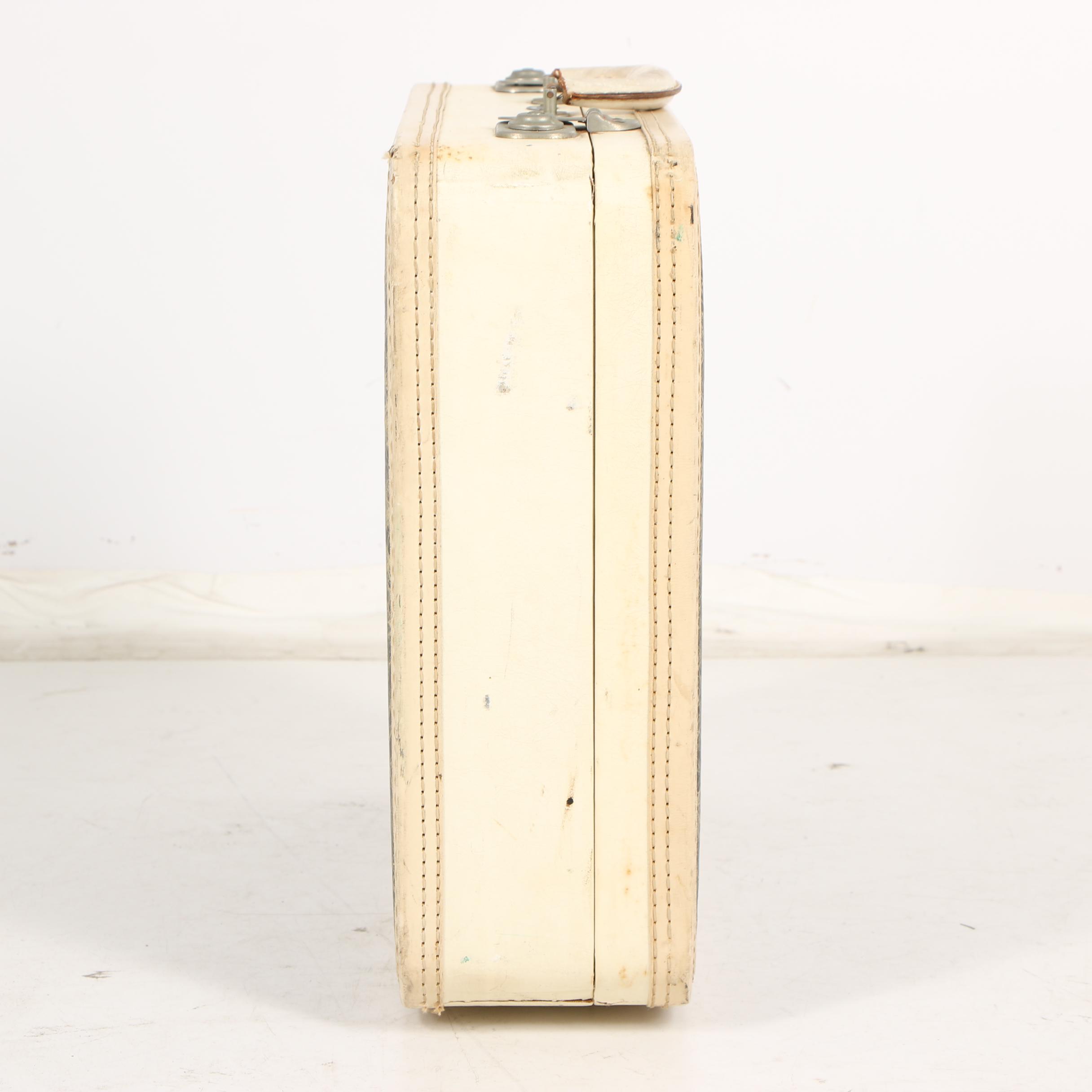 Maximillian New York Fibre Glass Canvas Suitcase, 1940s Vintage