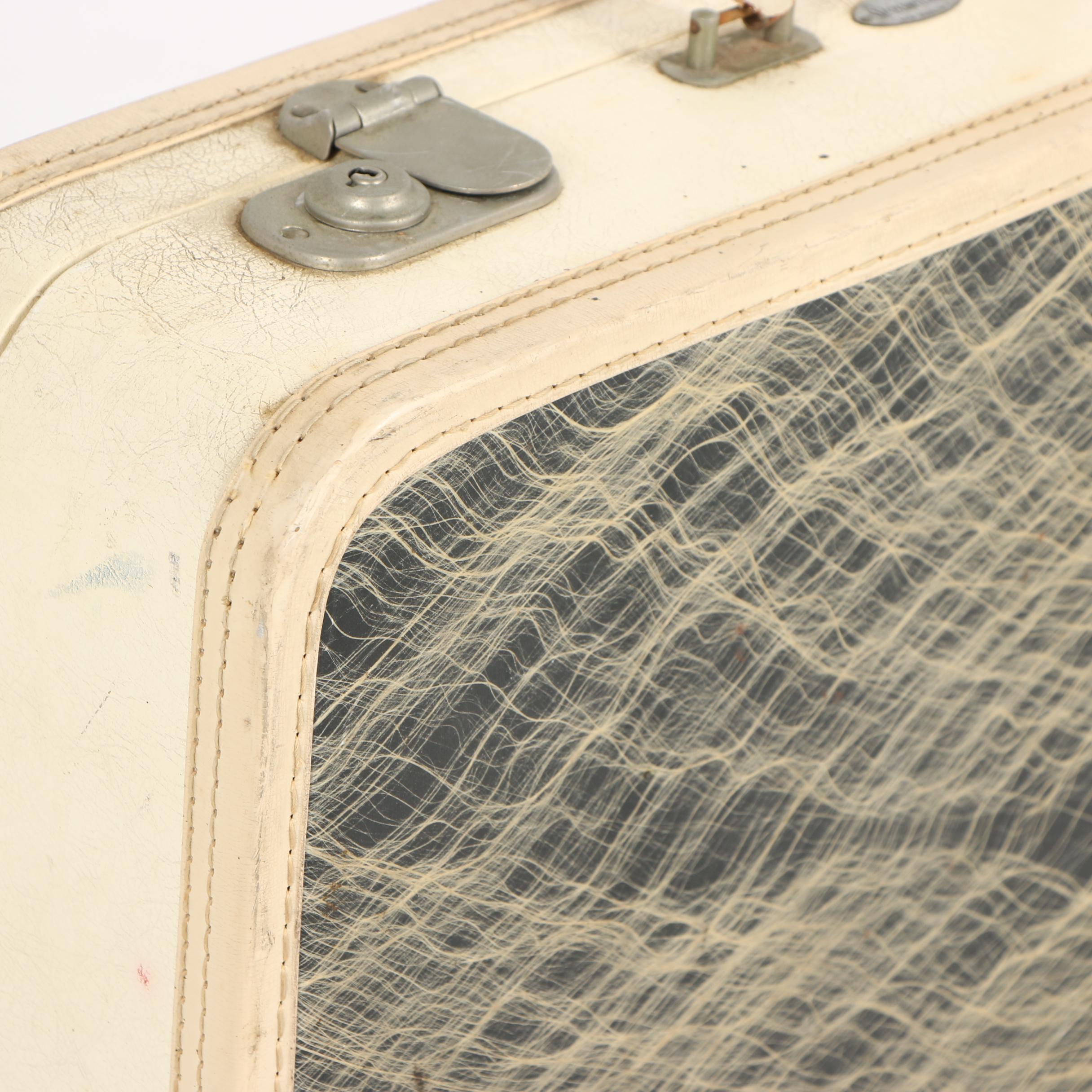 Maximillian New York Fibre Glass Canvas Suitcase, 1940s Vintage