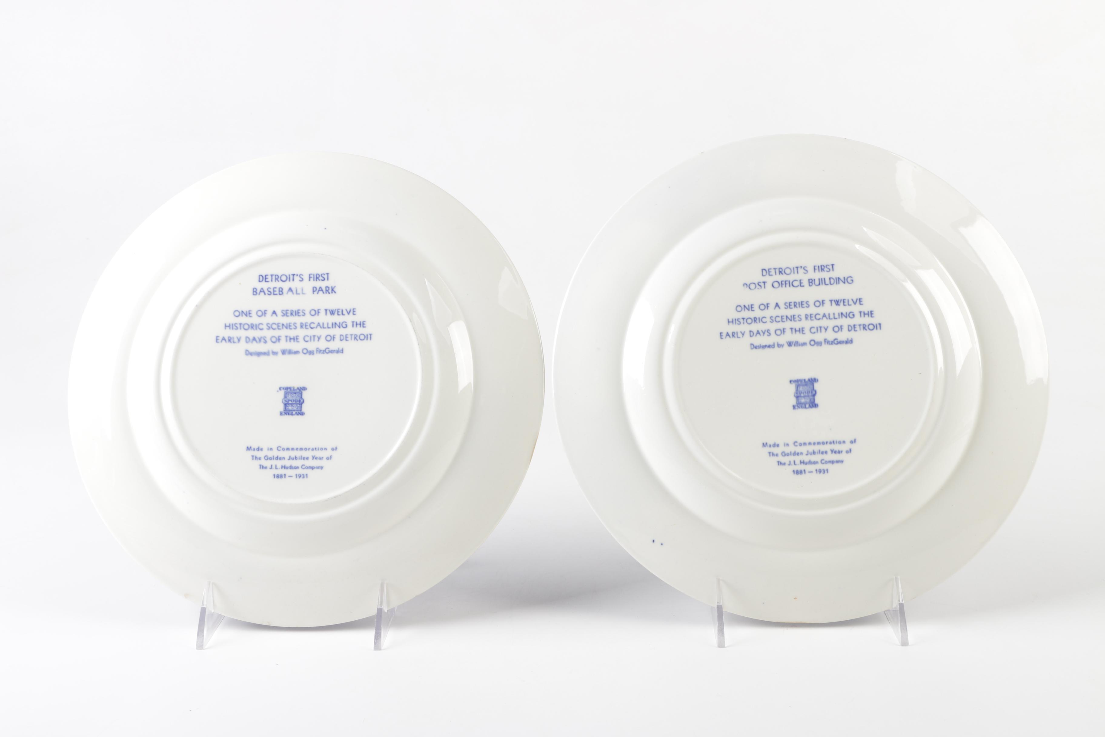 Spode Copeland "Historical Scenes of Early Detroit" Transferware Dinner Plates