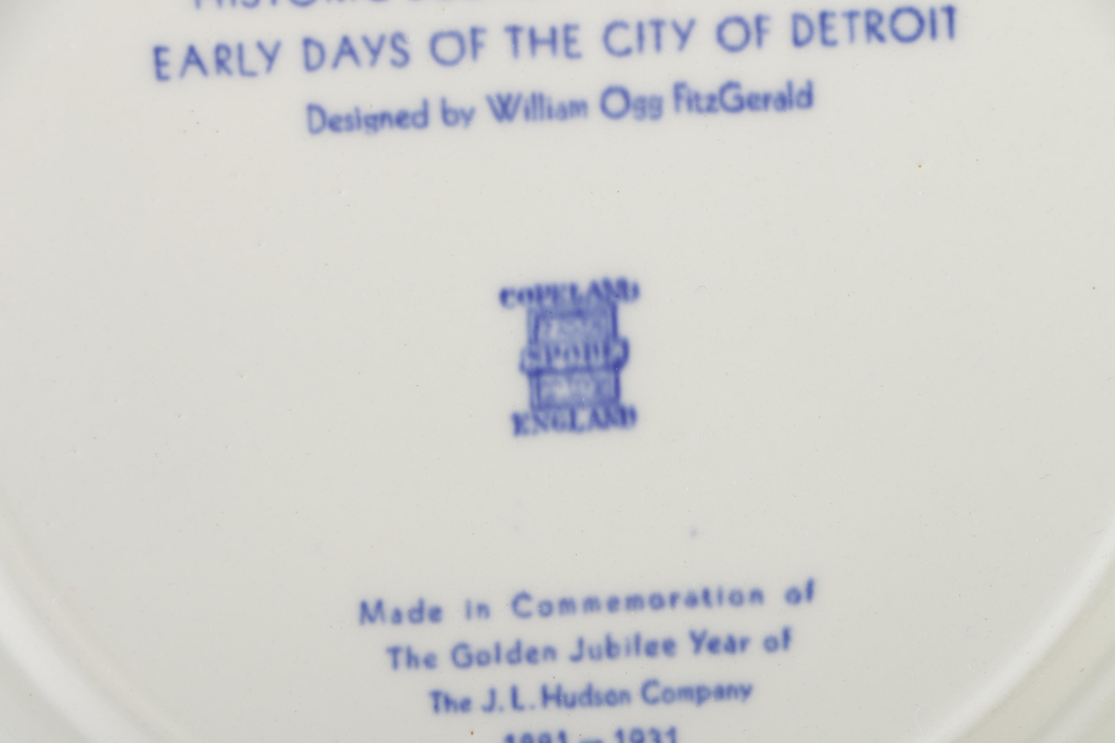 Spode Copeland "Historical Scenes of Early Detroit" Transferware Dinner Plates