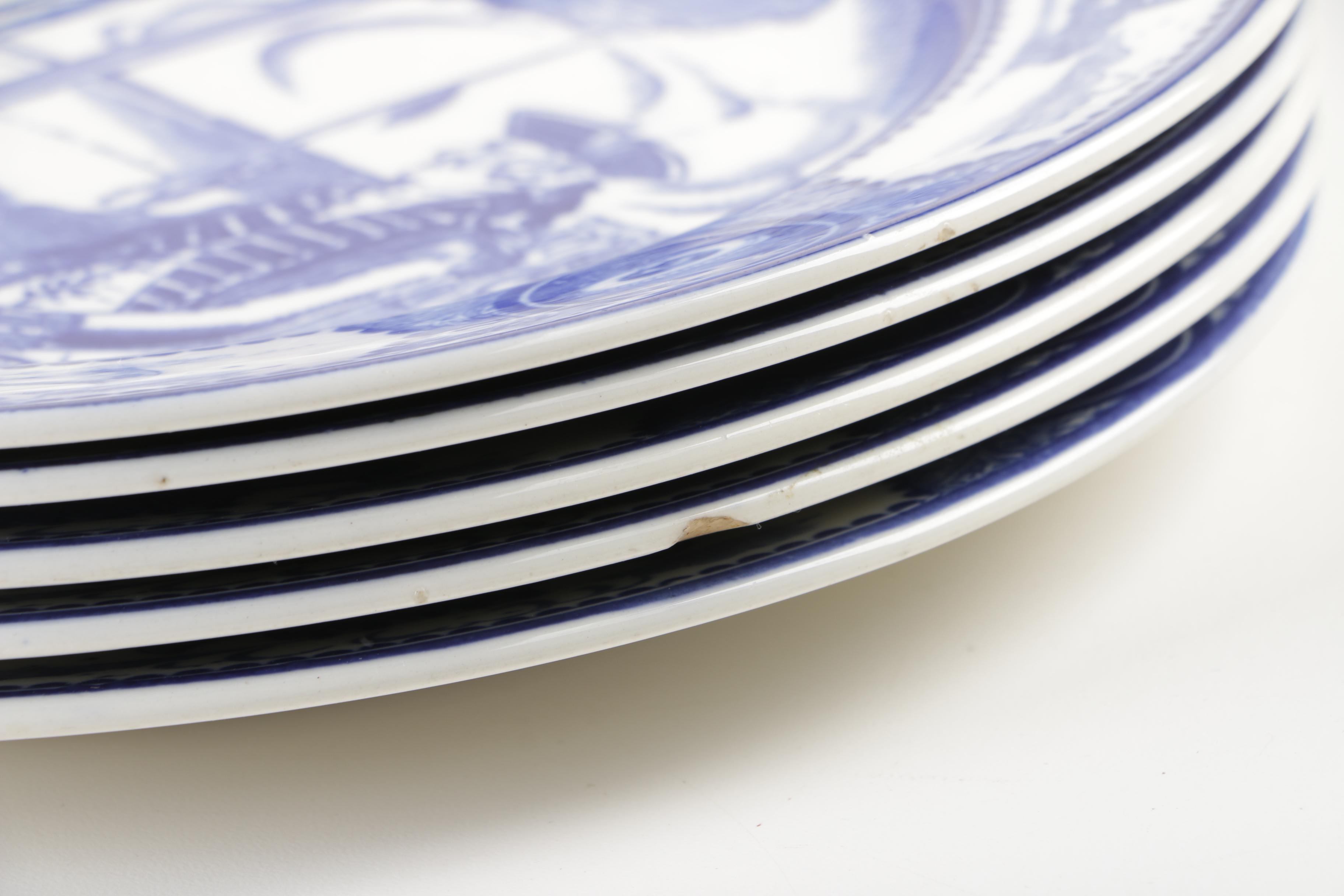 Spode Copeland "Historical Scenes of Early Detroit" Transferware Dinner Plates