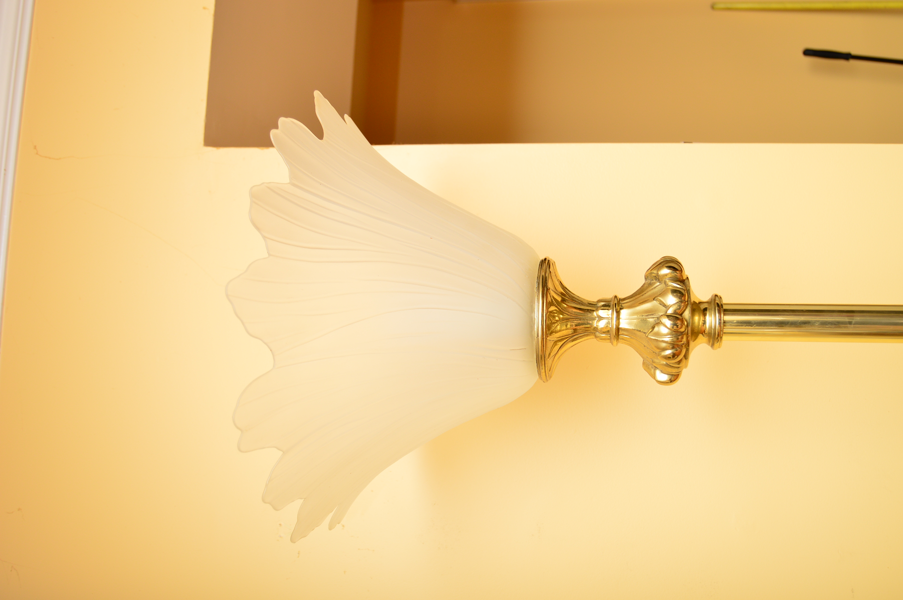 Neoclassical Torchiere Lamp with Sculpted Glass Shade