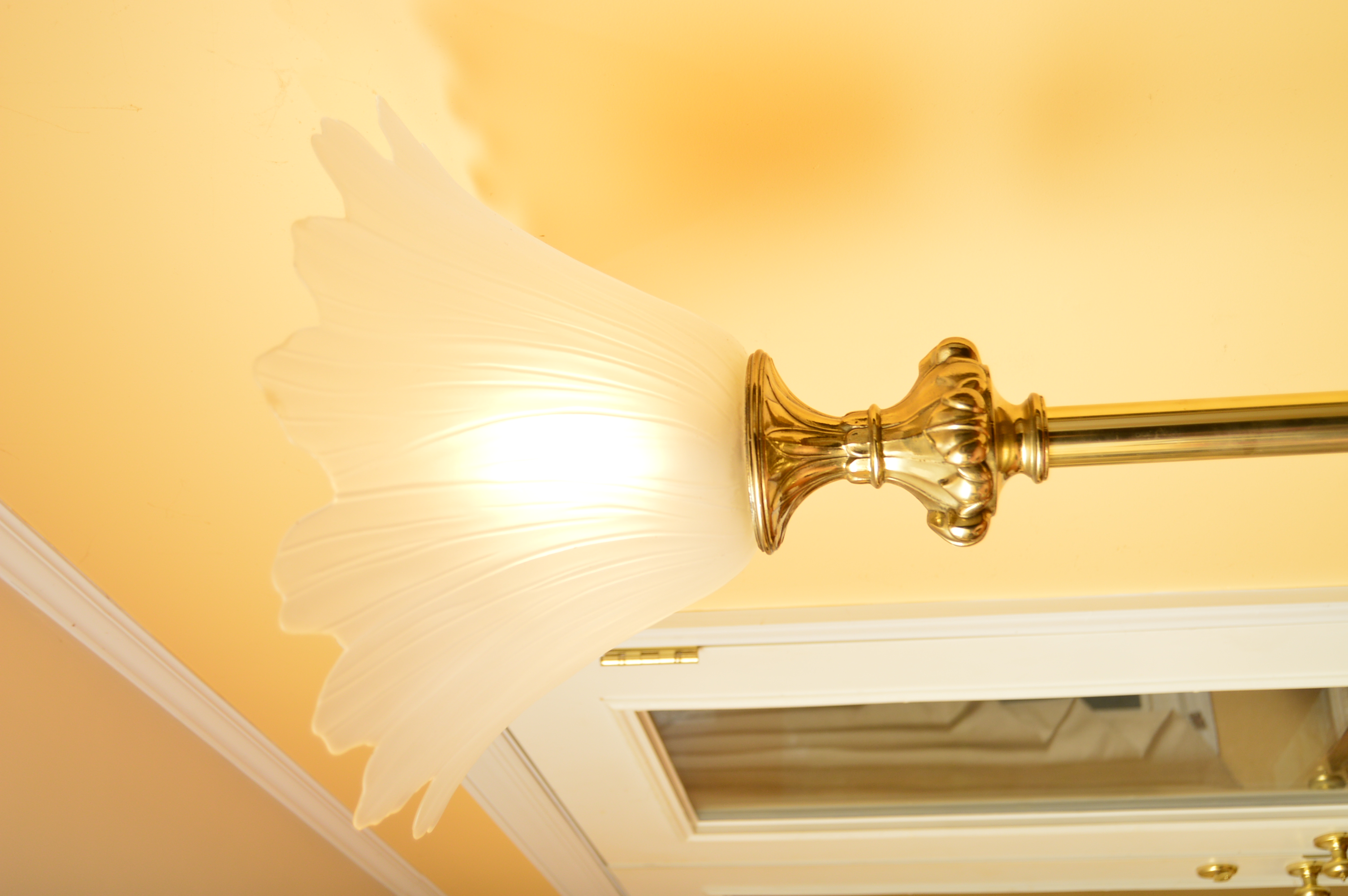 Neoclassical Torchiere Lamp with Sculpted Glass Shade