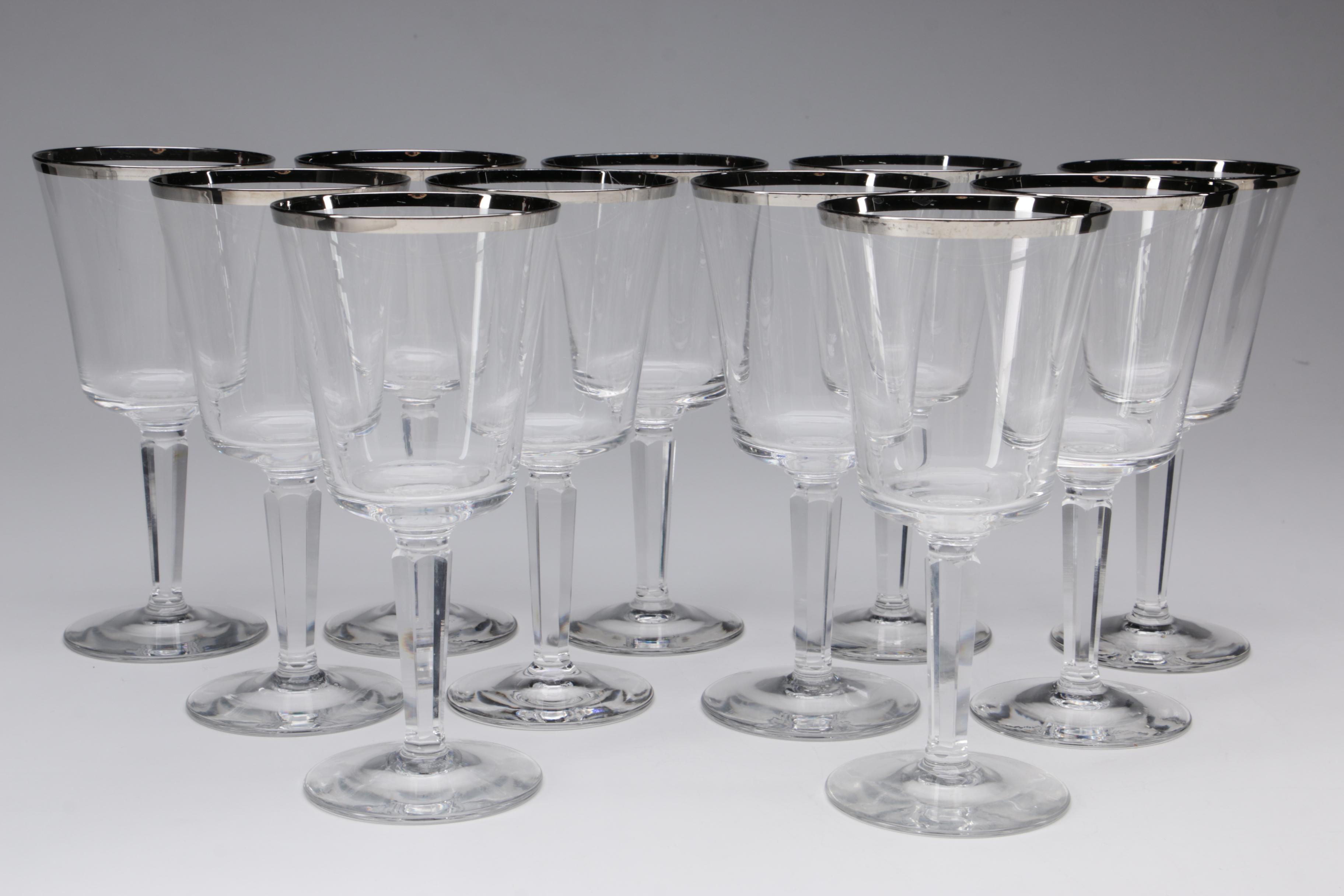 Silver-Rimmed Wine Glasses