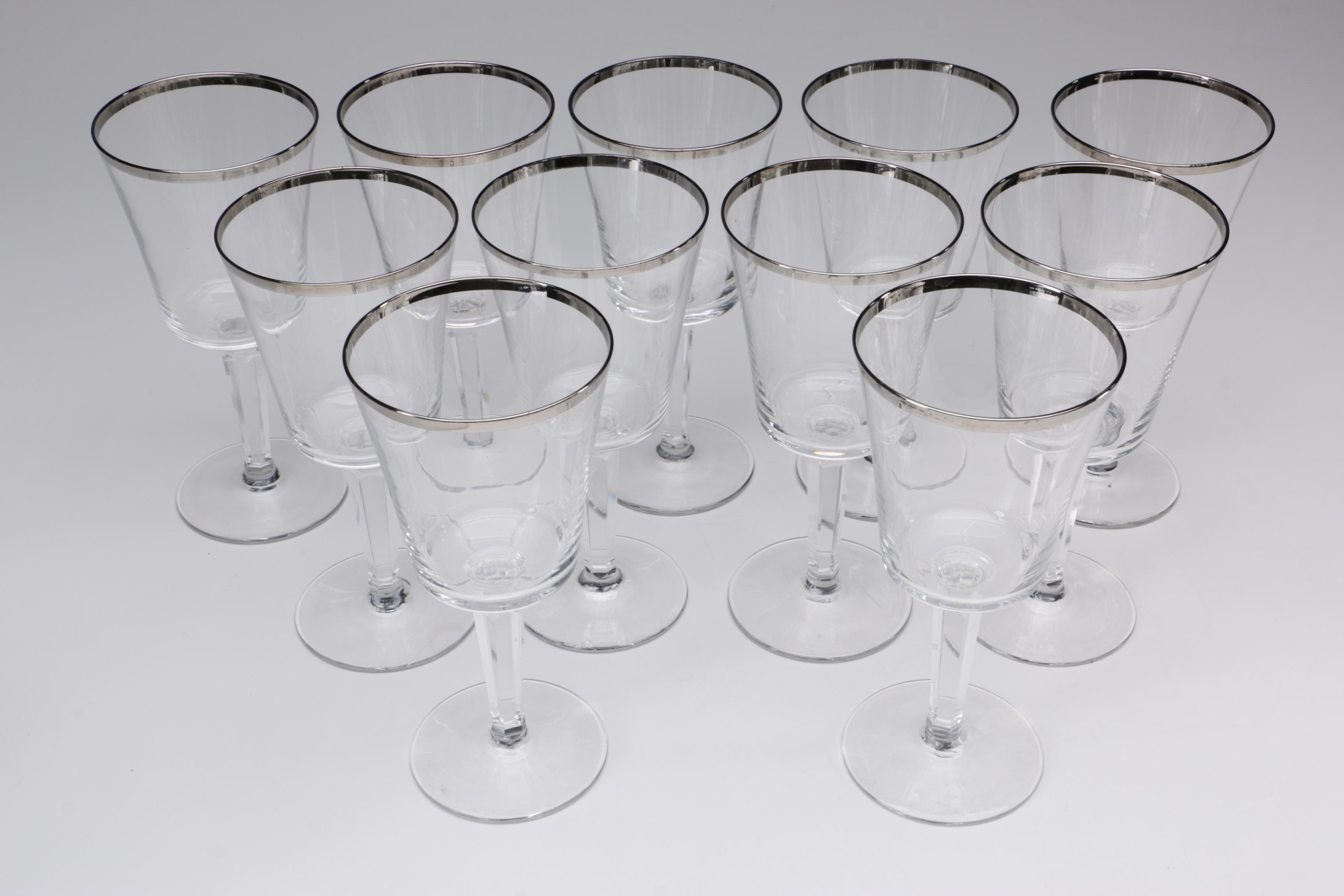Silver-Rimmed Wine Glasses