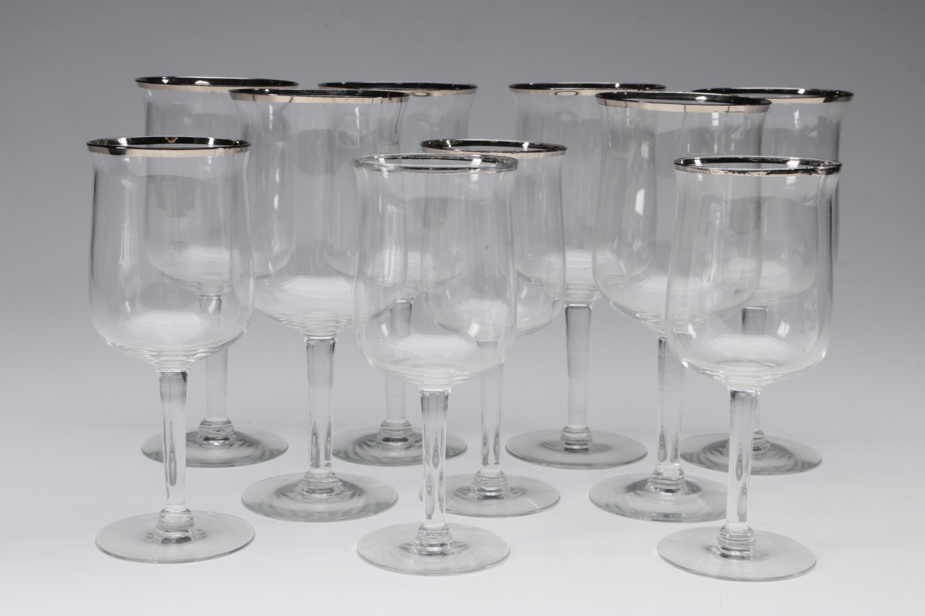 Silver-Rimmed Wine Glasses
