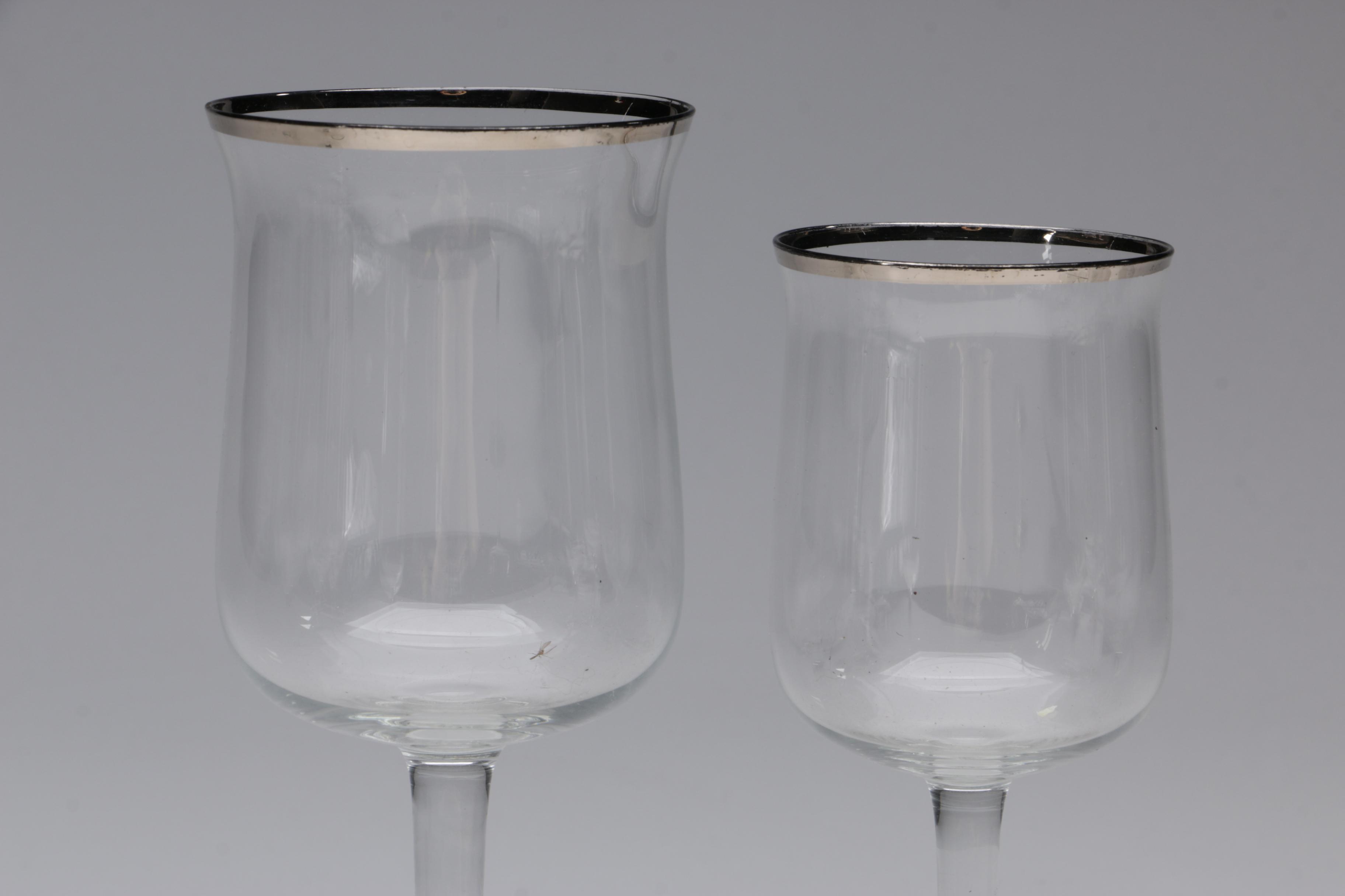 Silver-Rimmed Wine Glasses