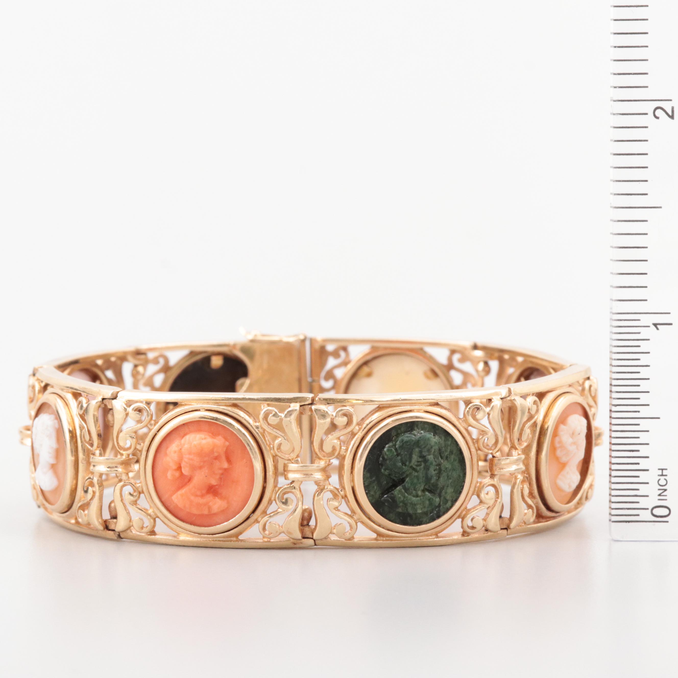 Giovanni Apa 14K Yellow Gold Multi-Gemstone Cameo Bracelet