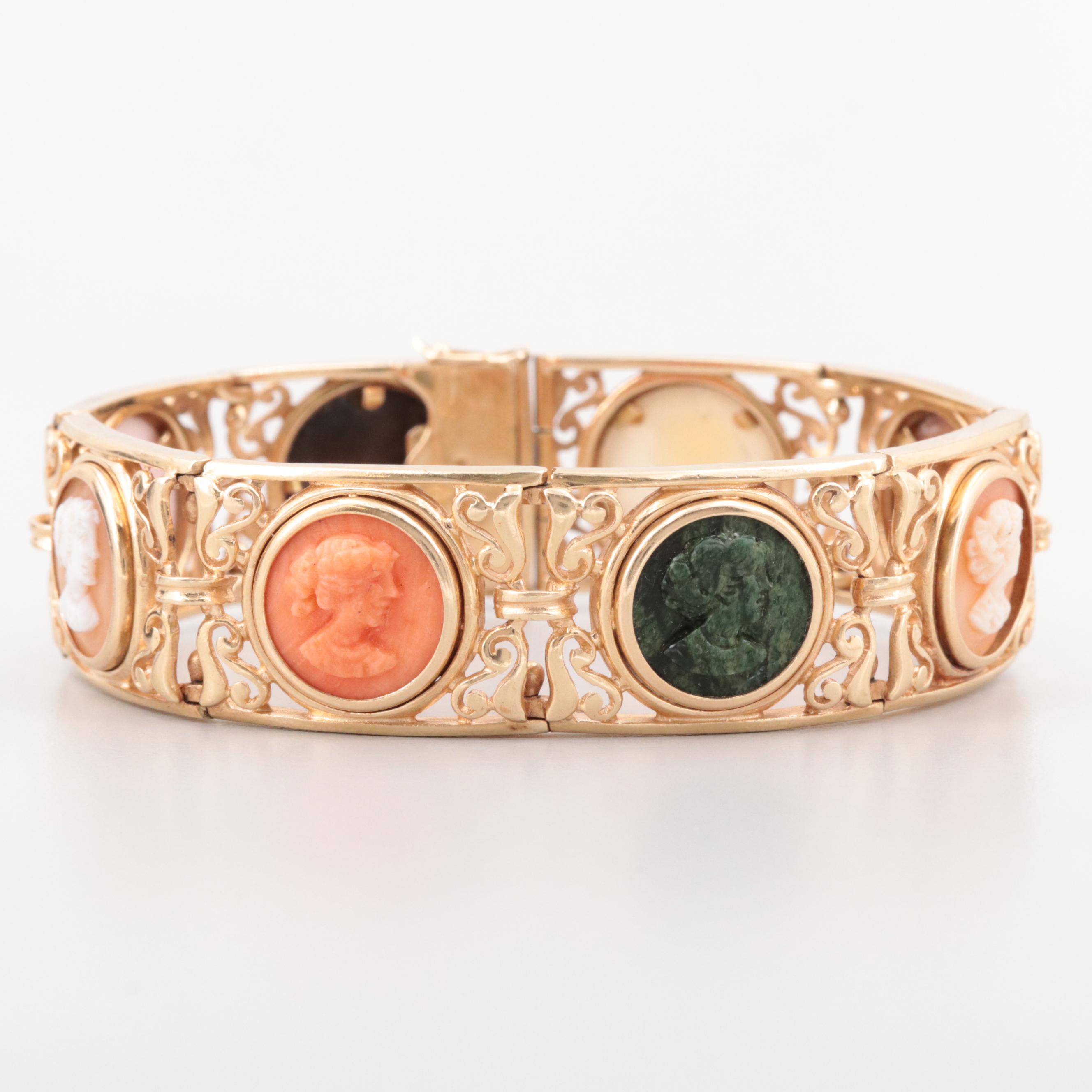 Giovanni Apa 14K Yellow Gold Multi-Gemstone Cameo Bracelet