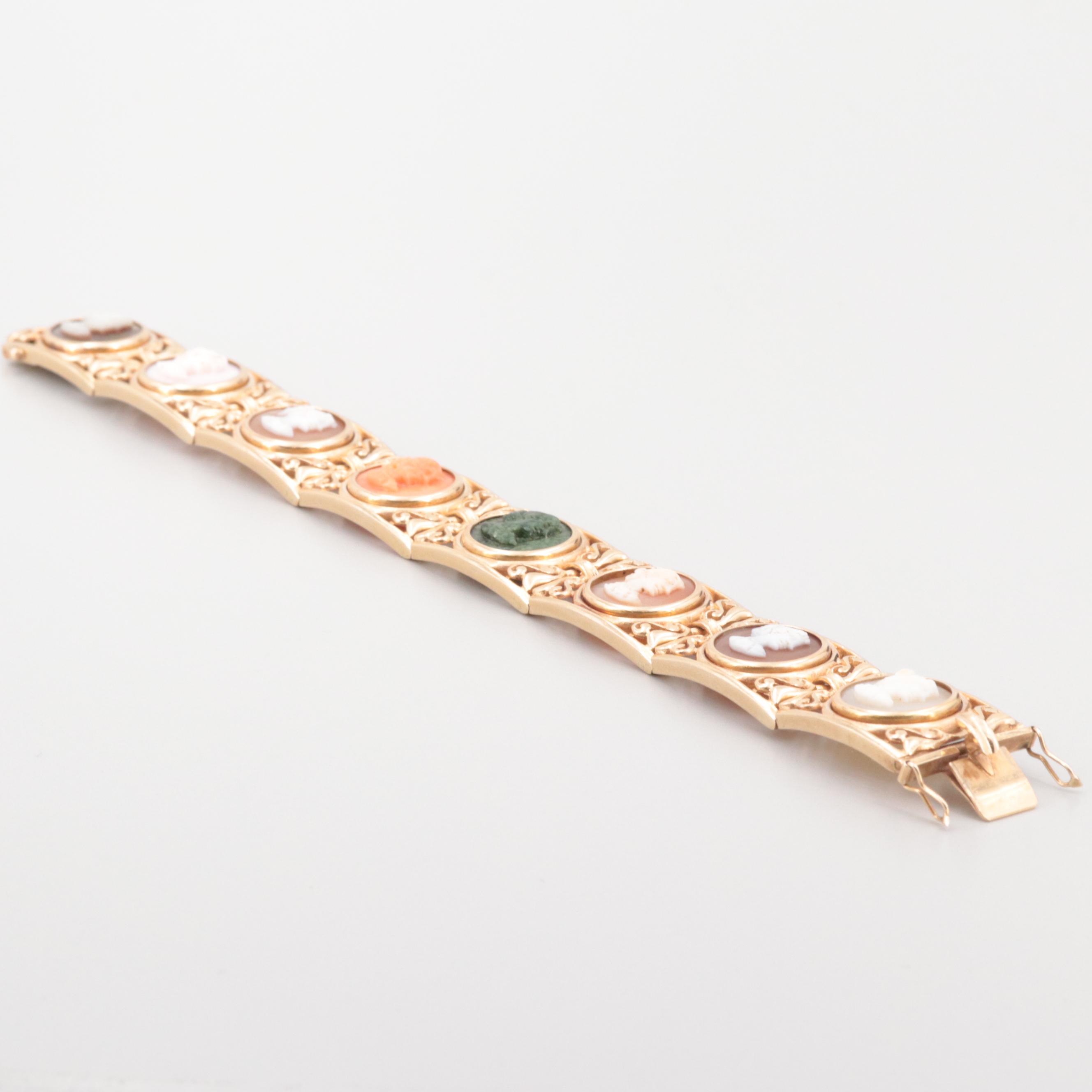 Giovanni Apa 14K Yellow Gold Multi-Gemstone Cameo Bracelet