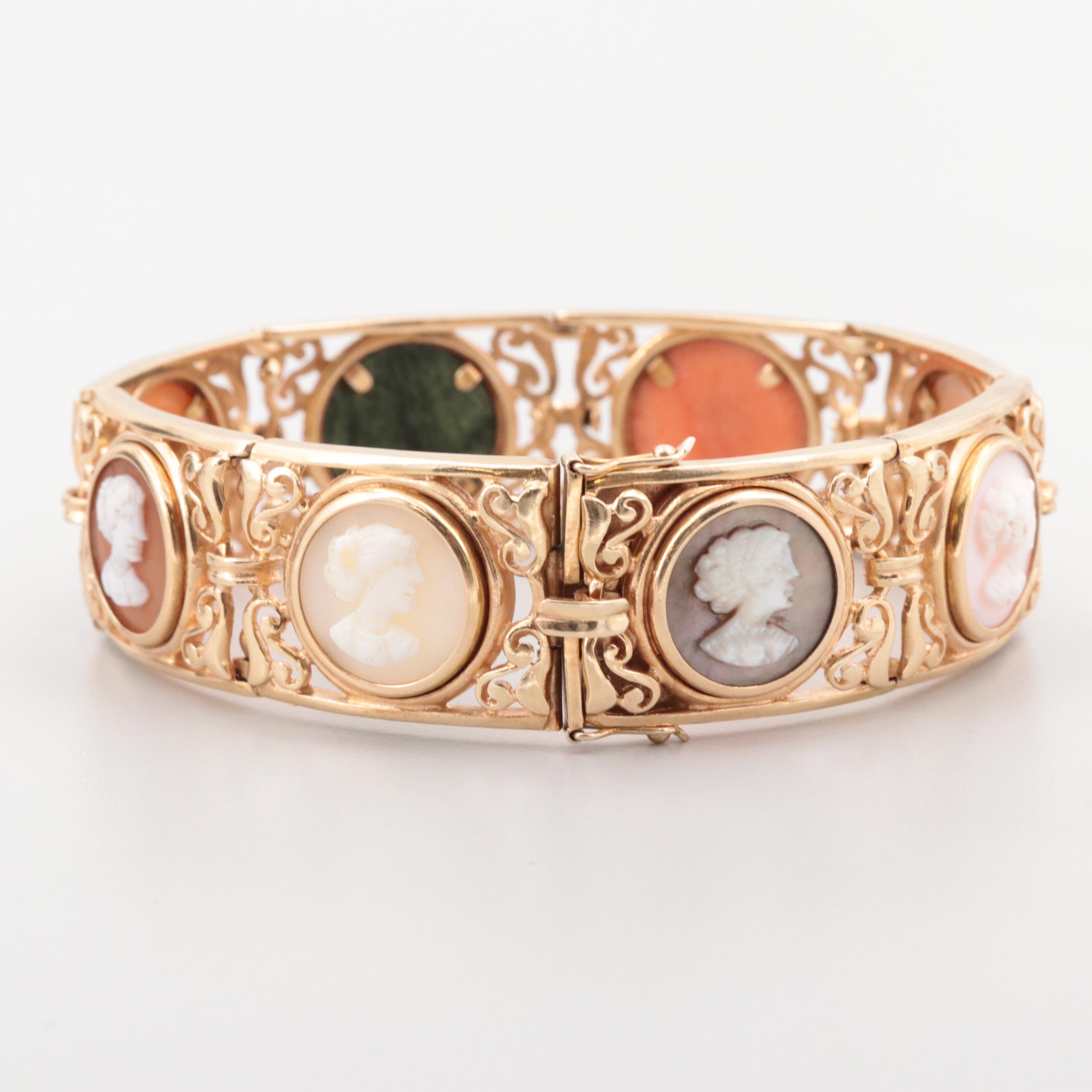Giovanni Apa 14K Yellow Gold Multi-Gemstone Cameo Bracelet