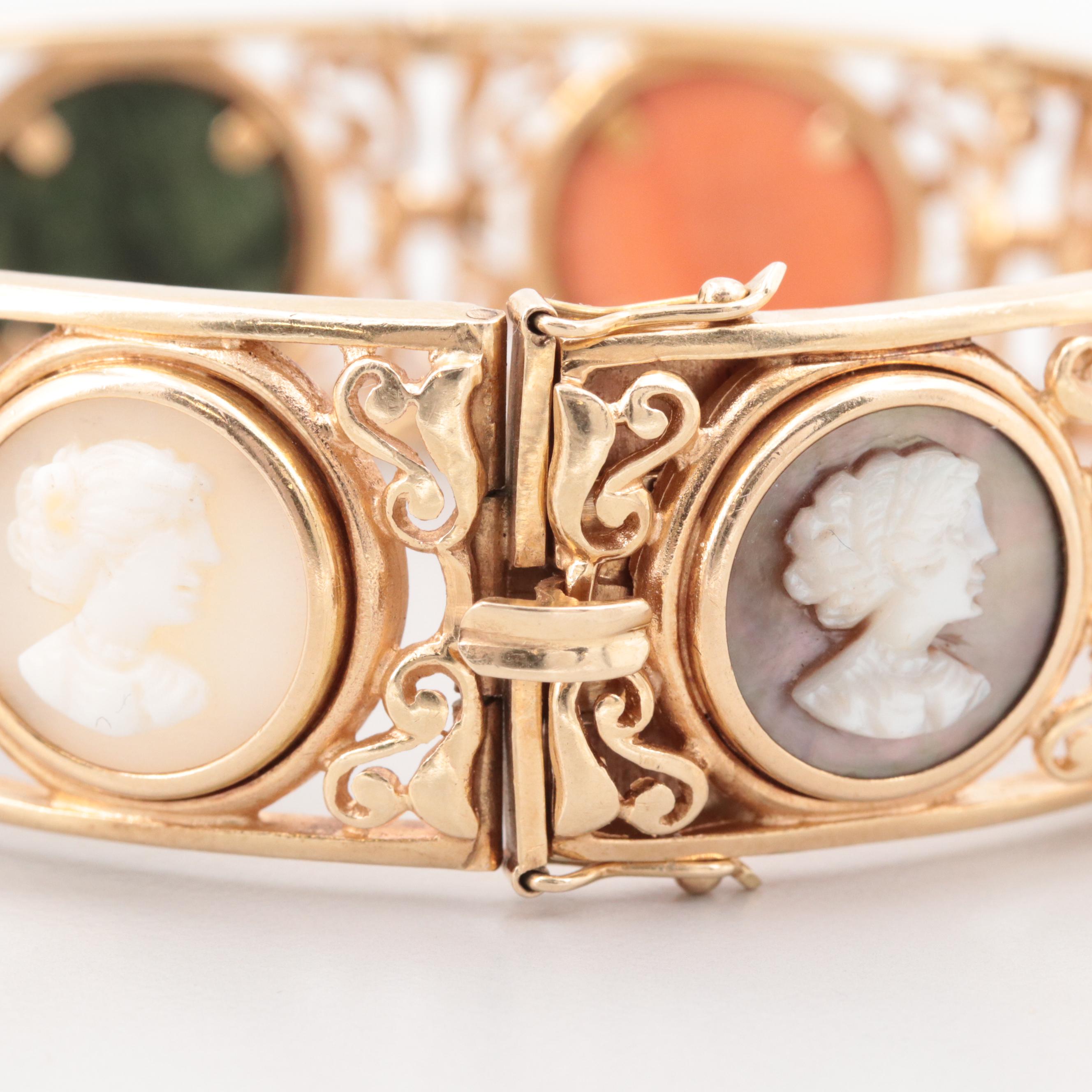 Giovanni Apa 14K Yellow Gold Multi-Gemstone Cameo Bracelet