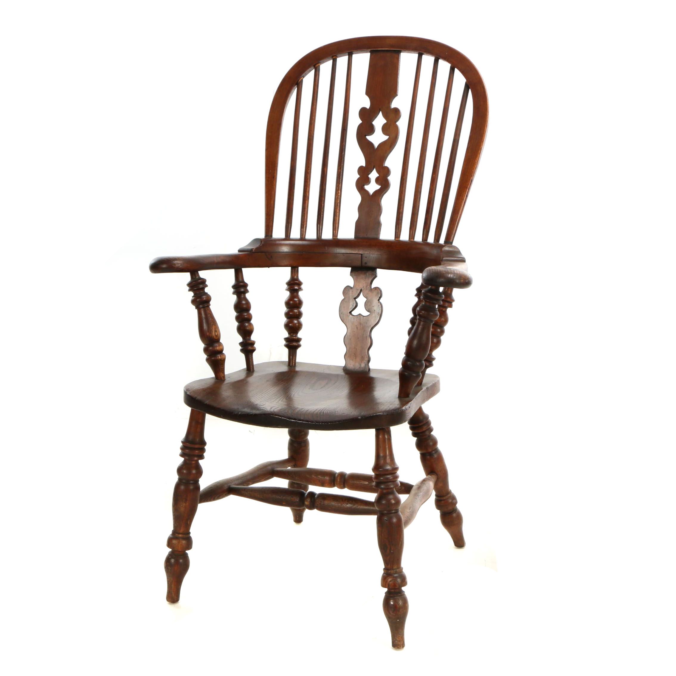 English Elm and Beech Windsor Armchair by W.F. Co. Ltd., Early 20th Century