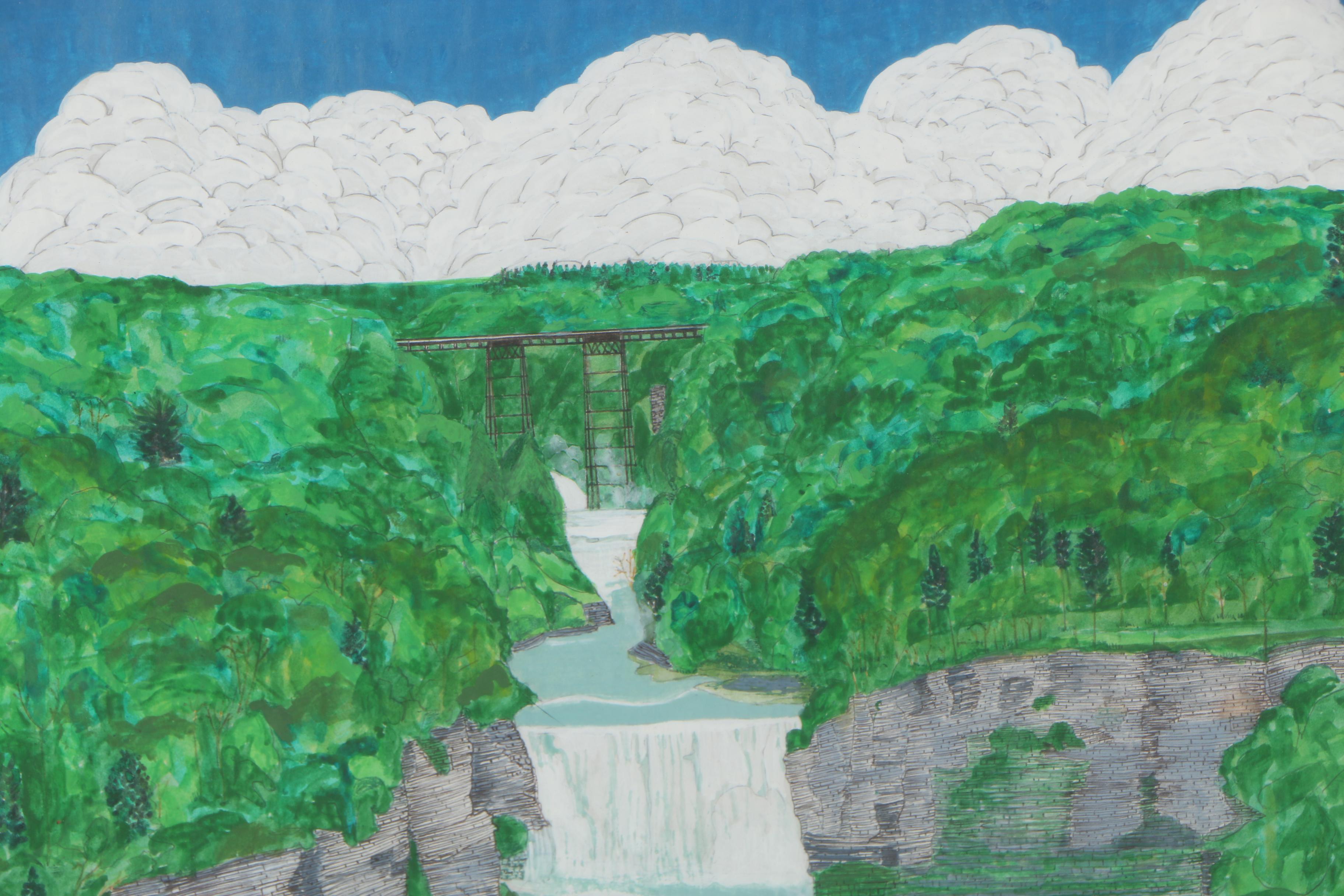John J. Marfoglia 1994 Folk Mixed Media Paintings