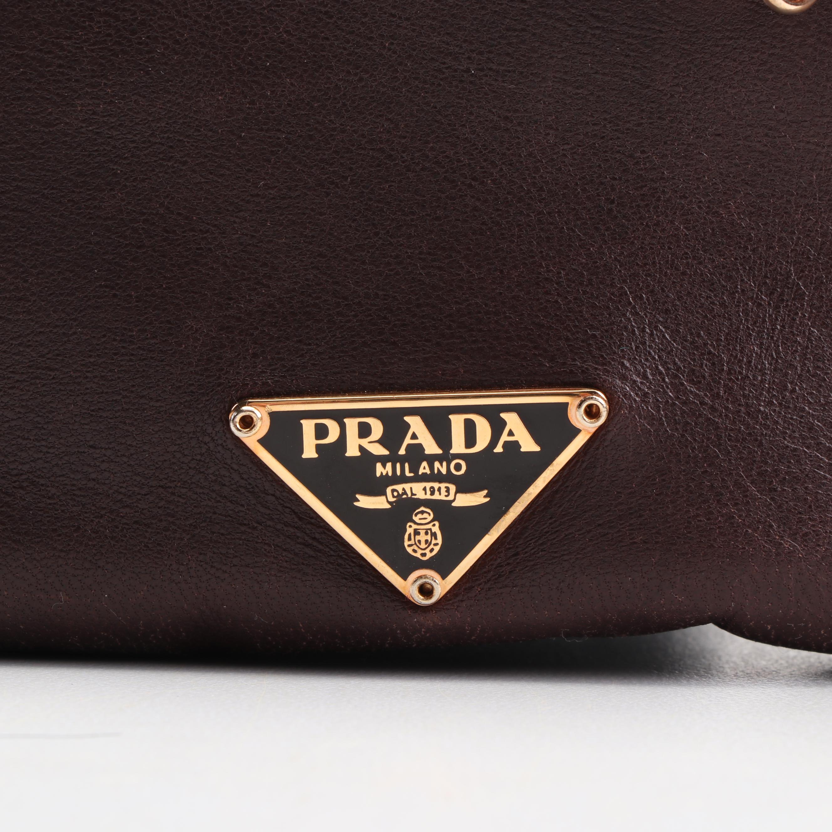 Prada Brown Leather Shoulder Bag, Made in Italy