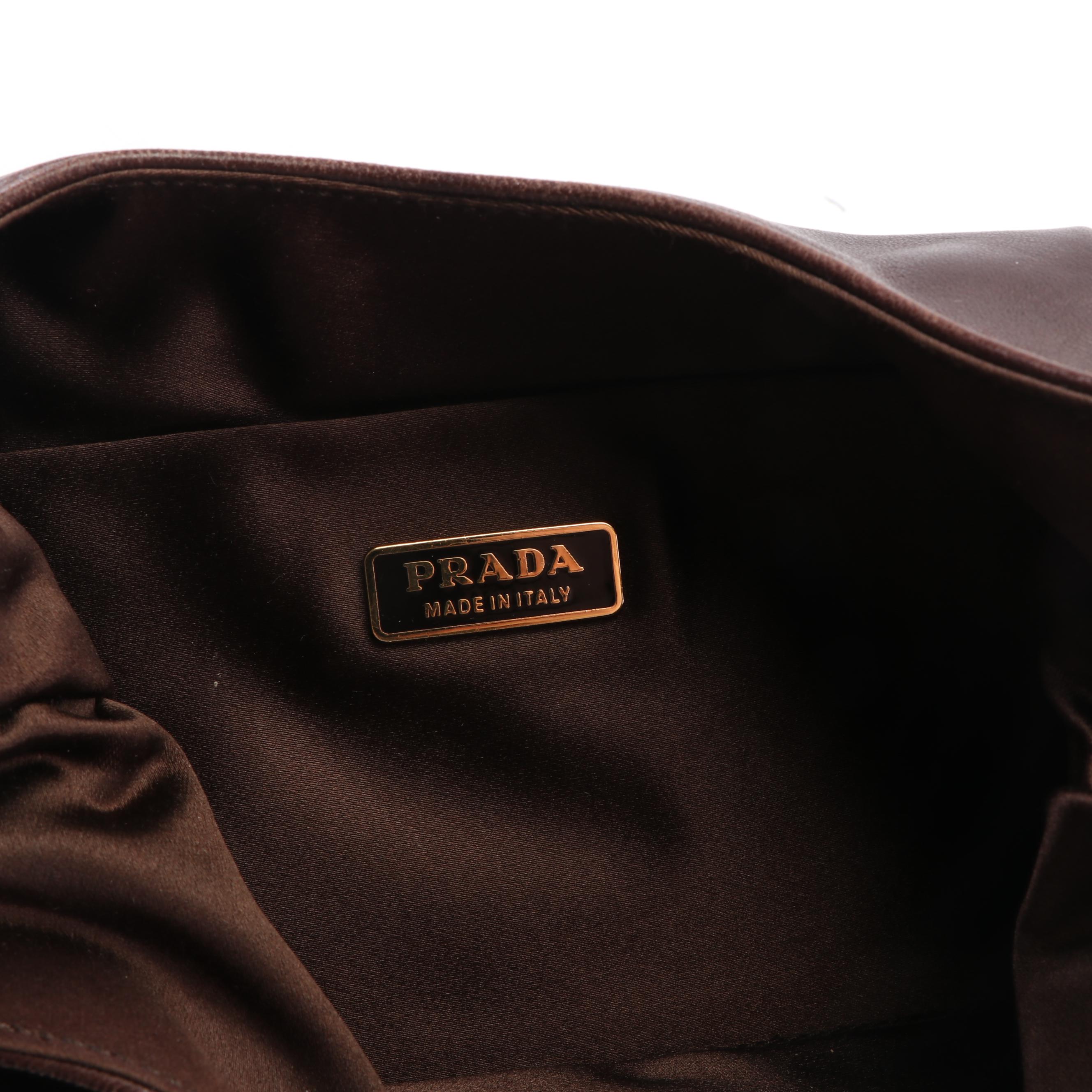 Prada Brown Leather Shoulder Bag, Made in Italy