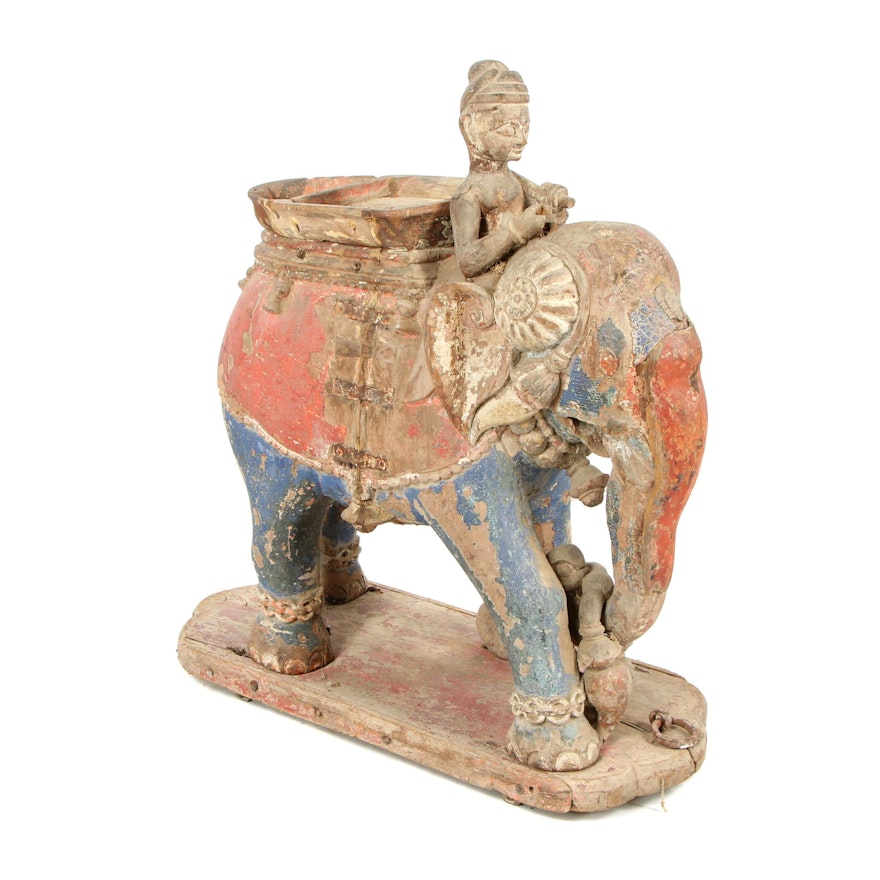 Southeast Asian Style Polychrome Elephant Sculpture