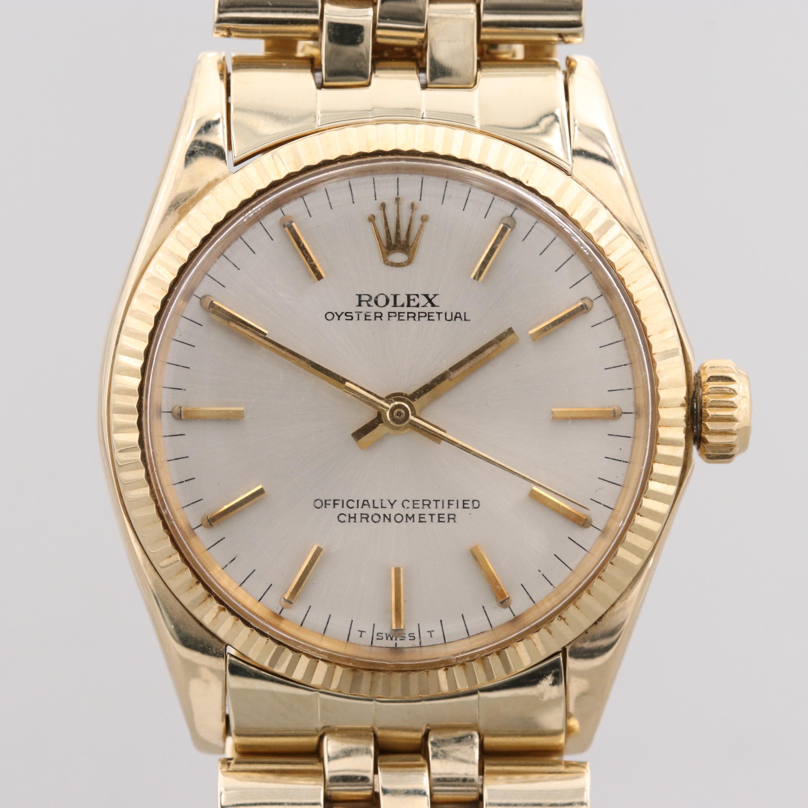 Vintage Rolex Oyster Perpetual 14K Yellow Gold Watch, 1969