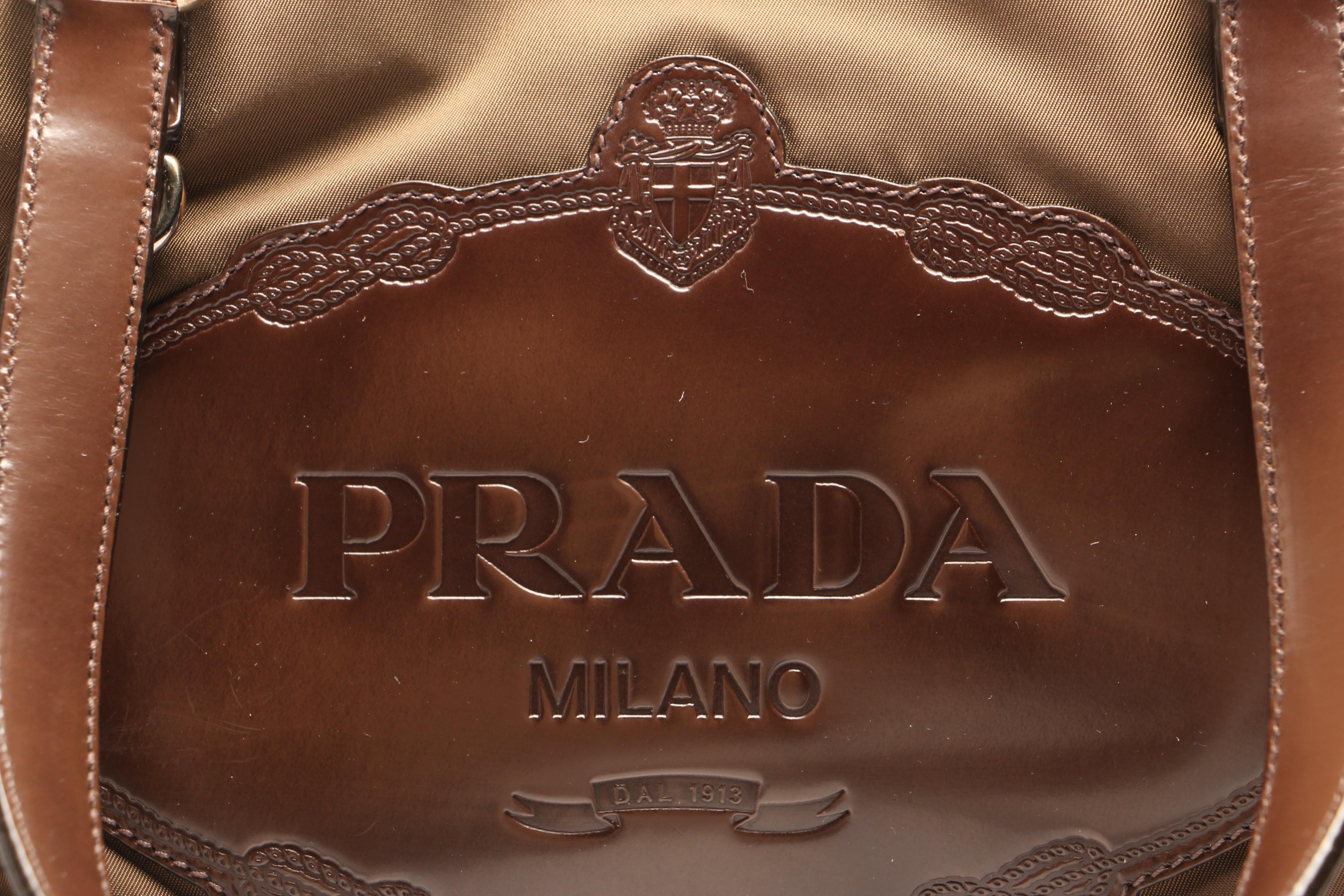 Prada Brown Tessuto Nylon Logo Tote Bag