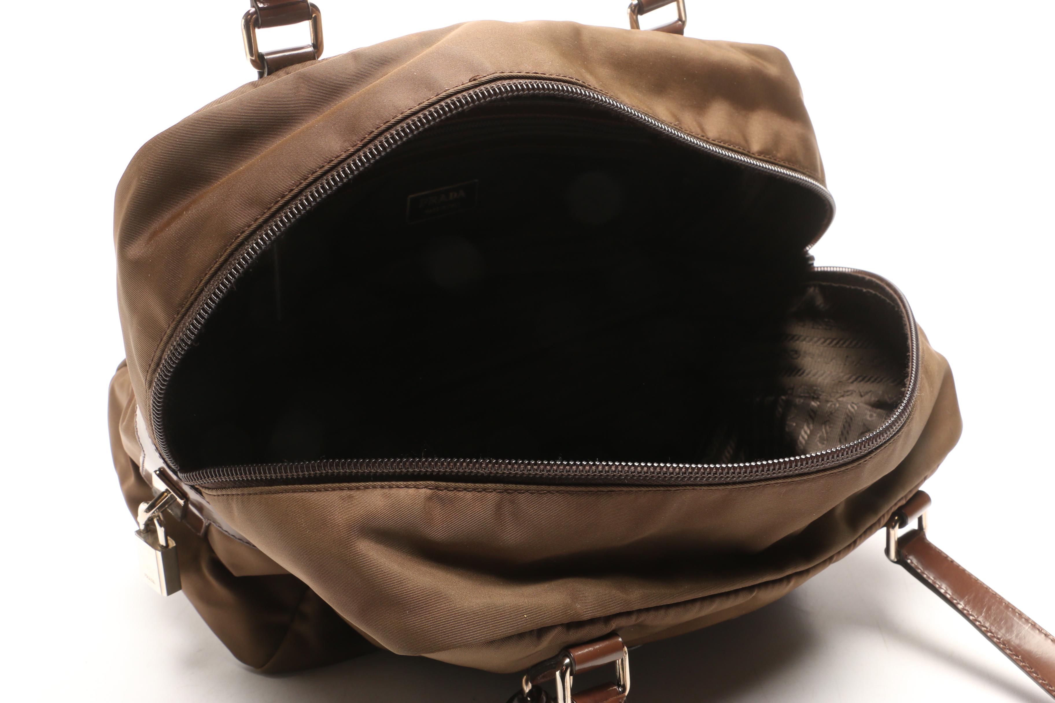 Prada Brown Tessuto Nylon Logo Tote Bag