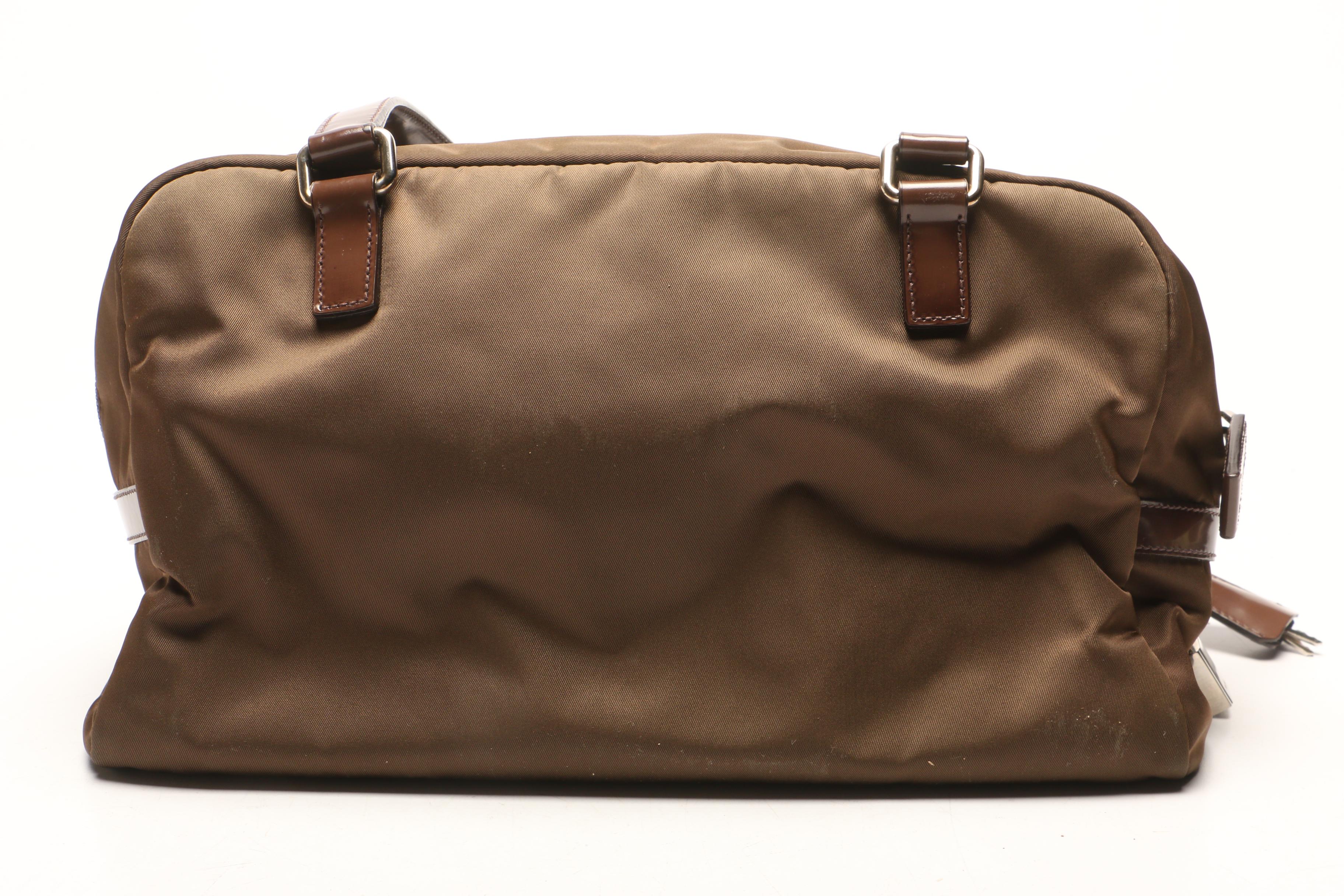 Prada Brown Tessuto Nylon Logo Tote Bag