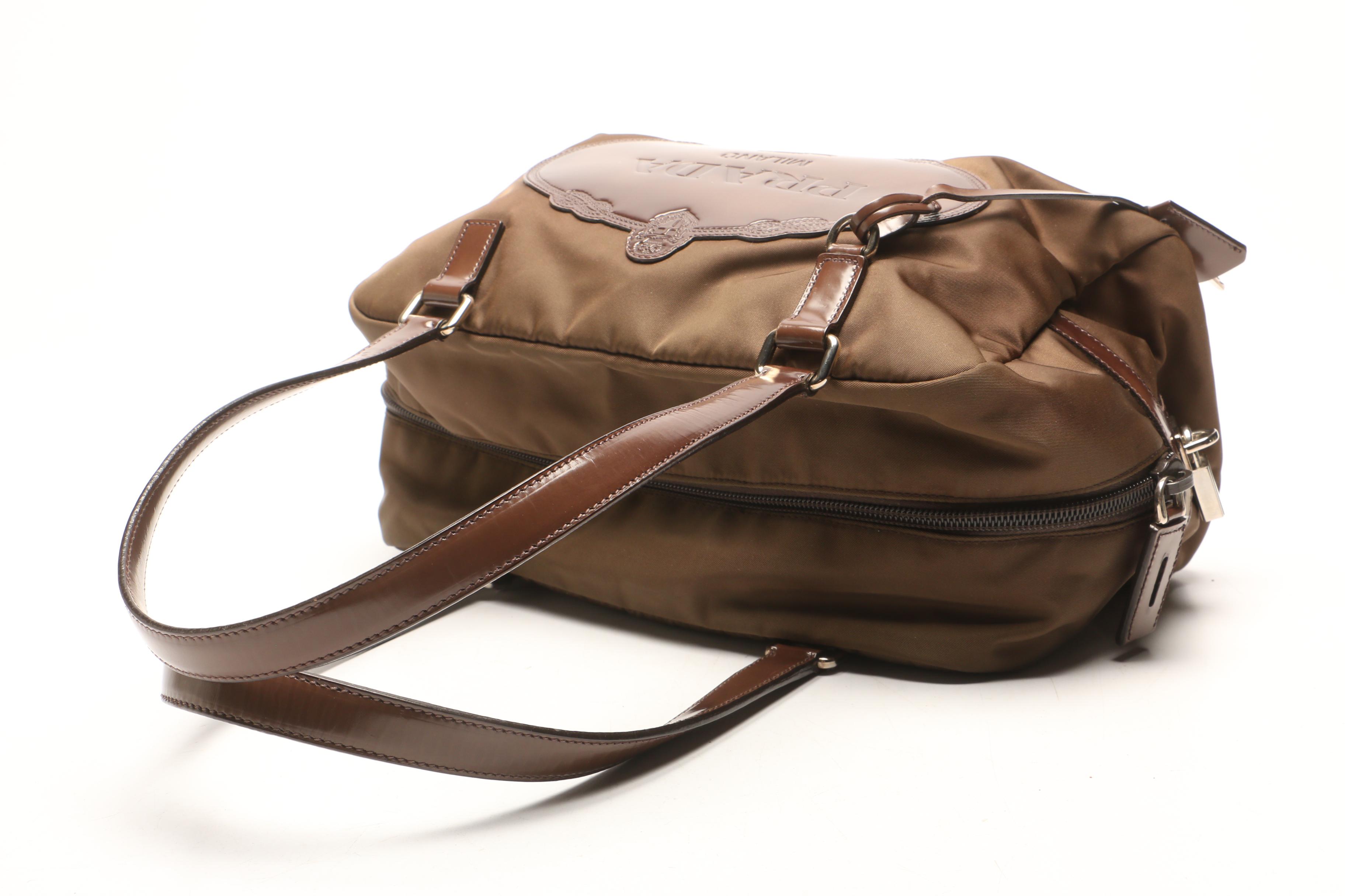 Prada Brown Tessuto Nylon Logo Tote Bag