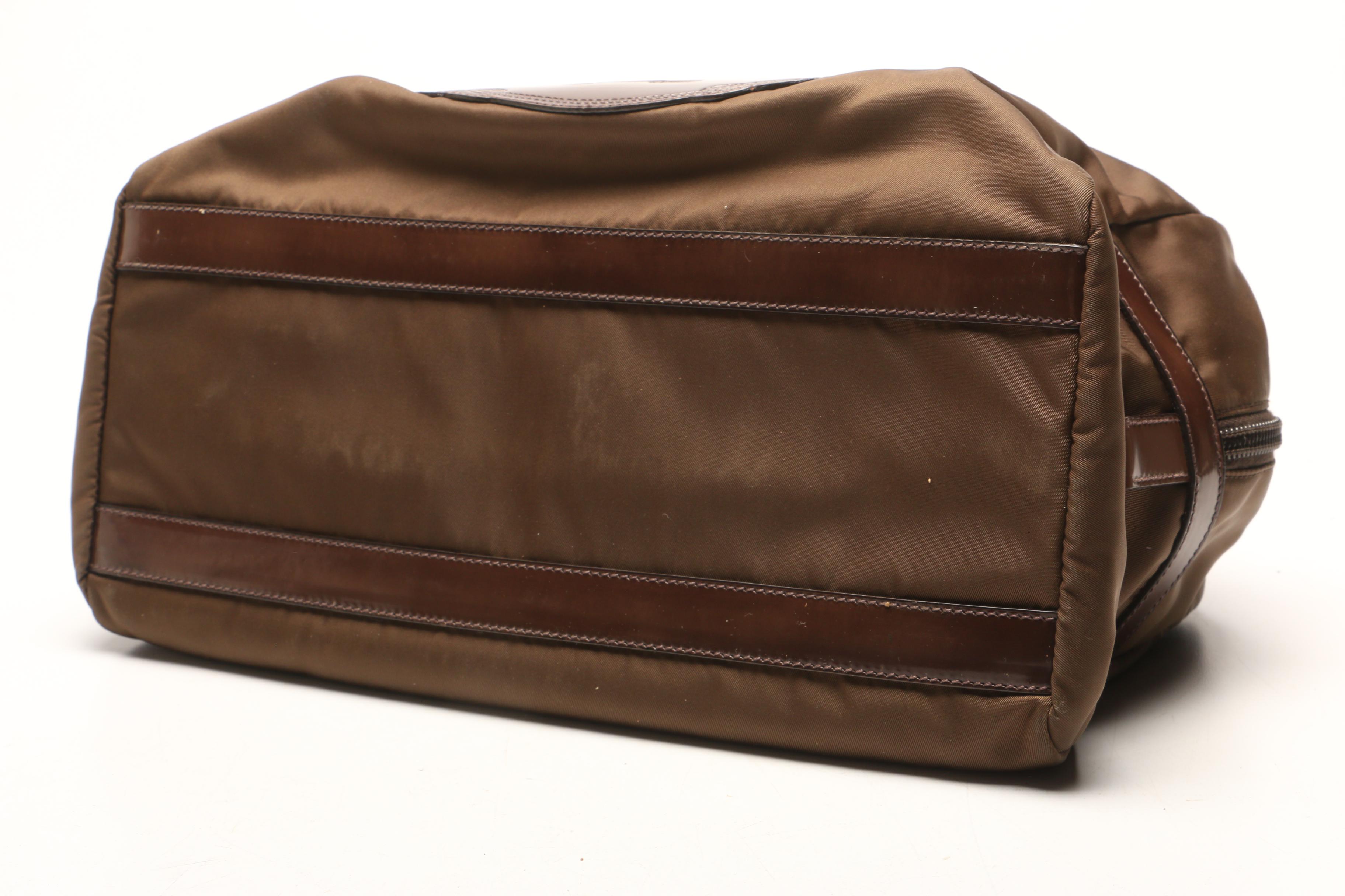 Prada Brown Tessuto Nylon Logo Tote Bag