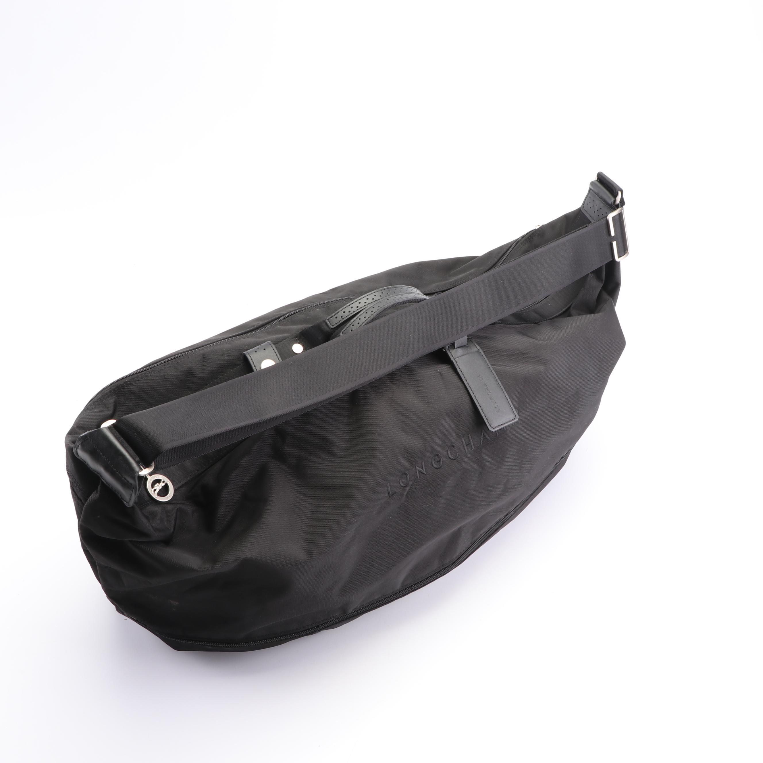Longchamp Paris Black Nylon Duffel Bag