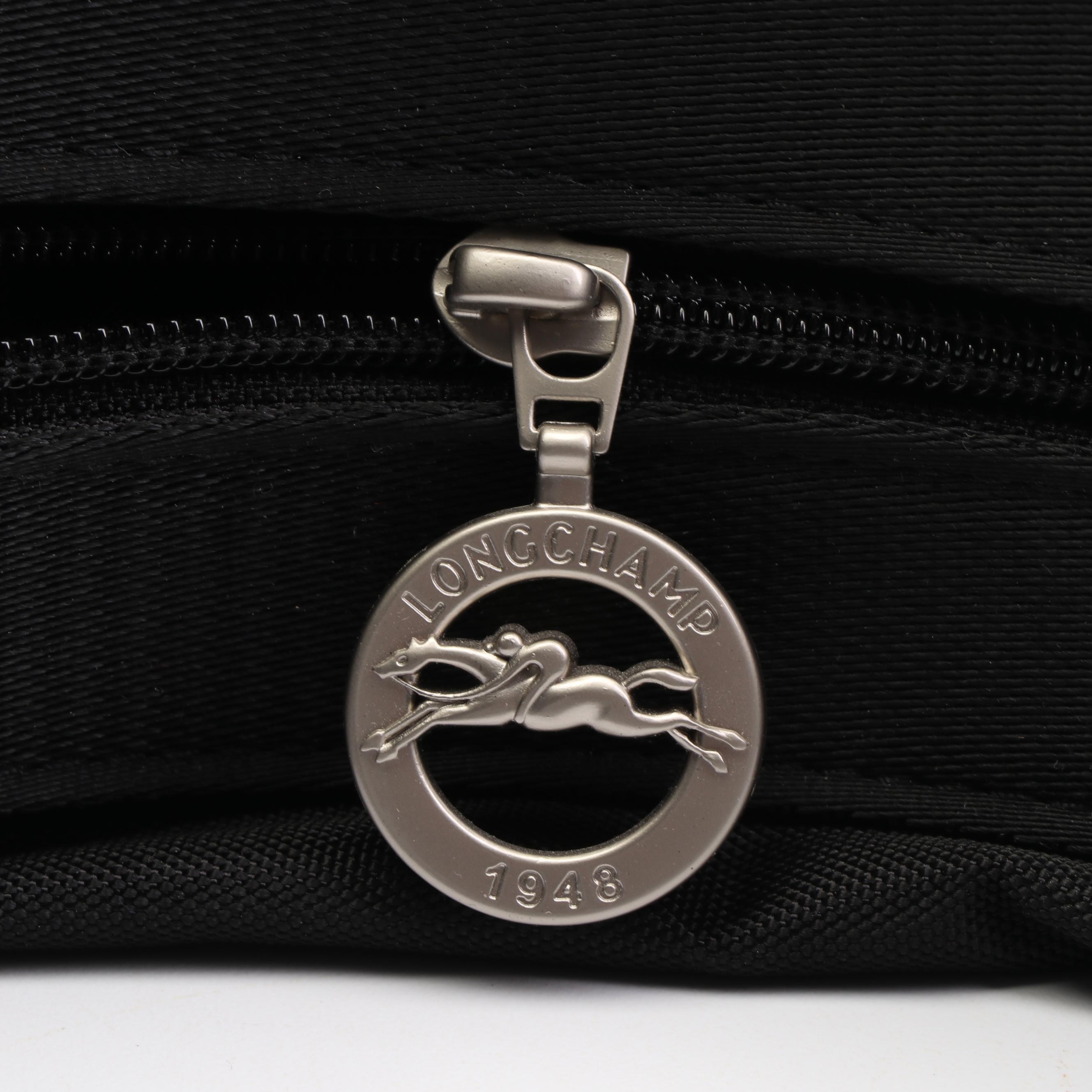 Longchamp Paris Black Nylon Duffel Bag