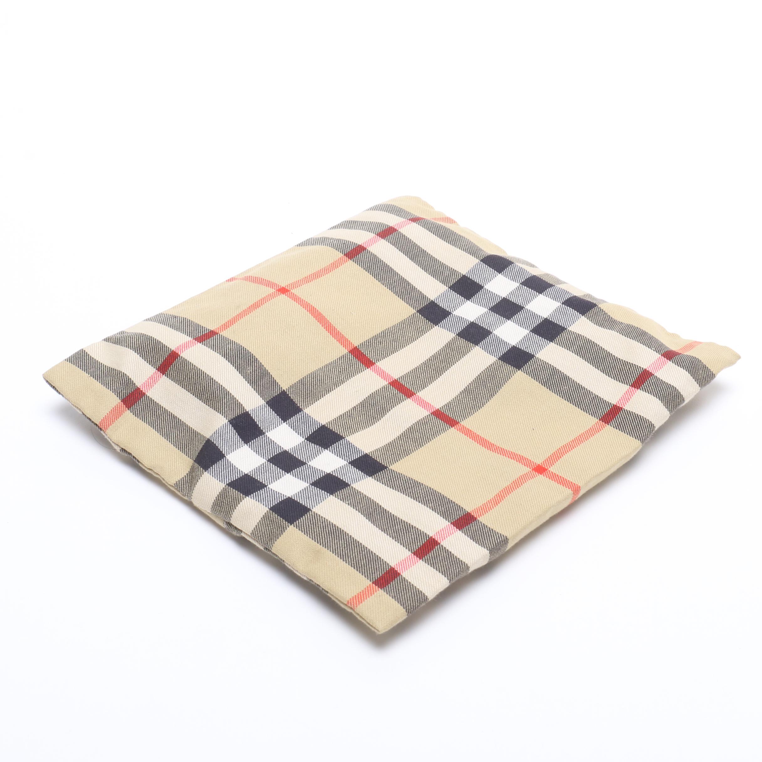 Burberry London Silk Scarf and Cotton Buckle Hat with Velcro Storage Bag