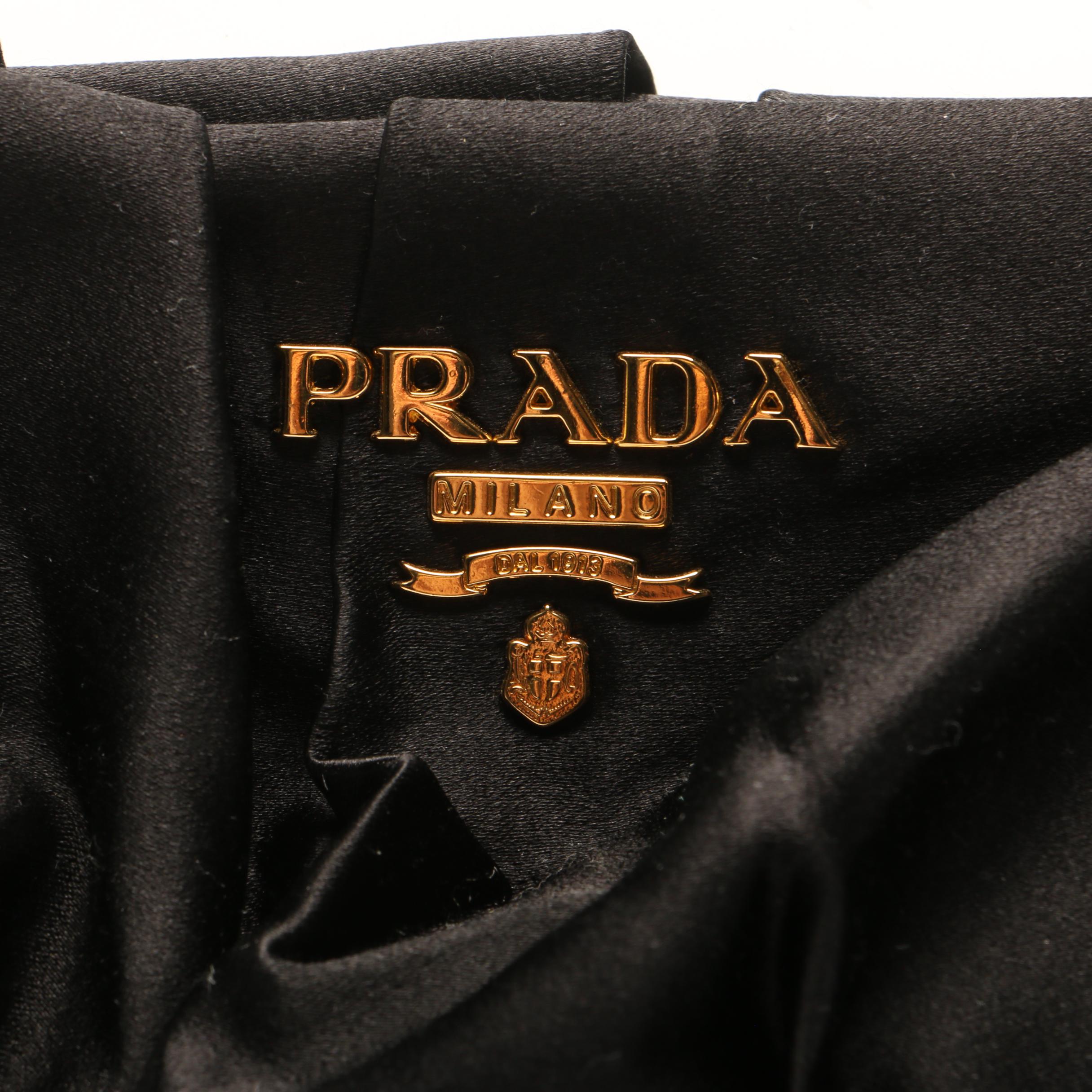 Prada Raso Nero Black Satin Pochette Clutch