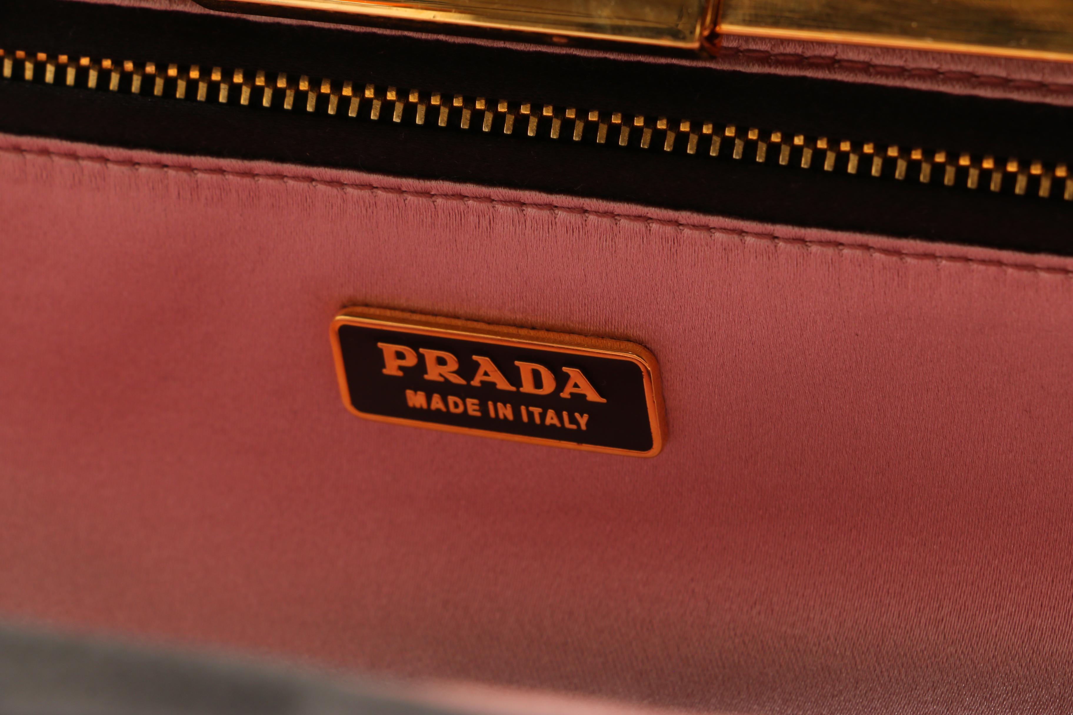 Prada Raso Nero Black Satin Pochette Clutch