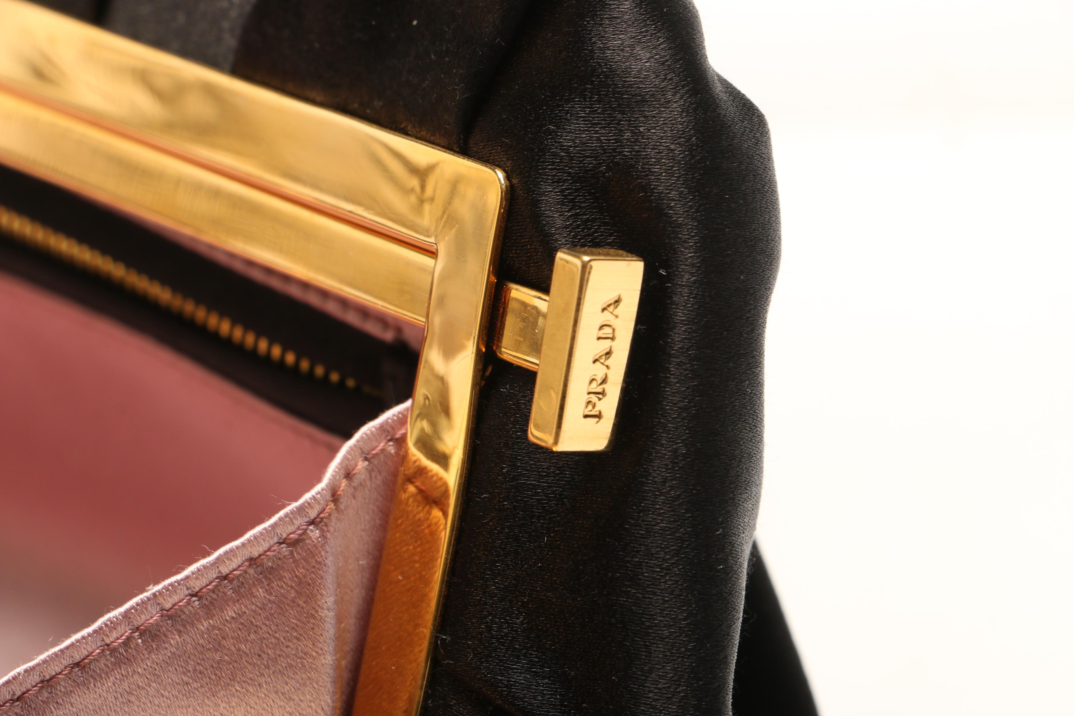 Prada Raso Nero Black Satin Pochette Clutch