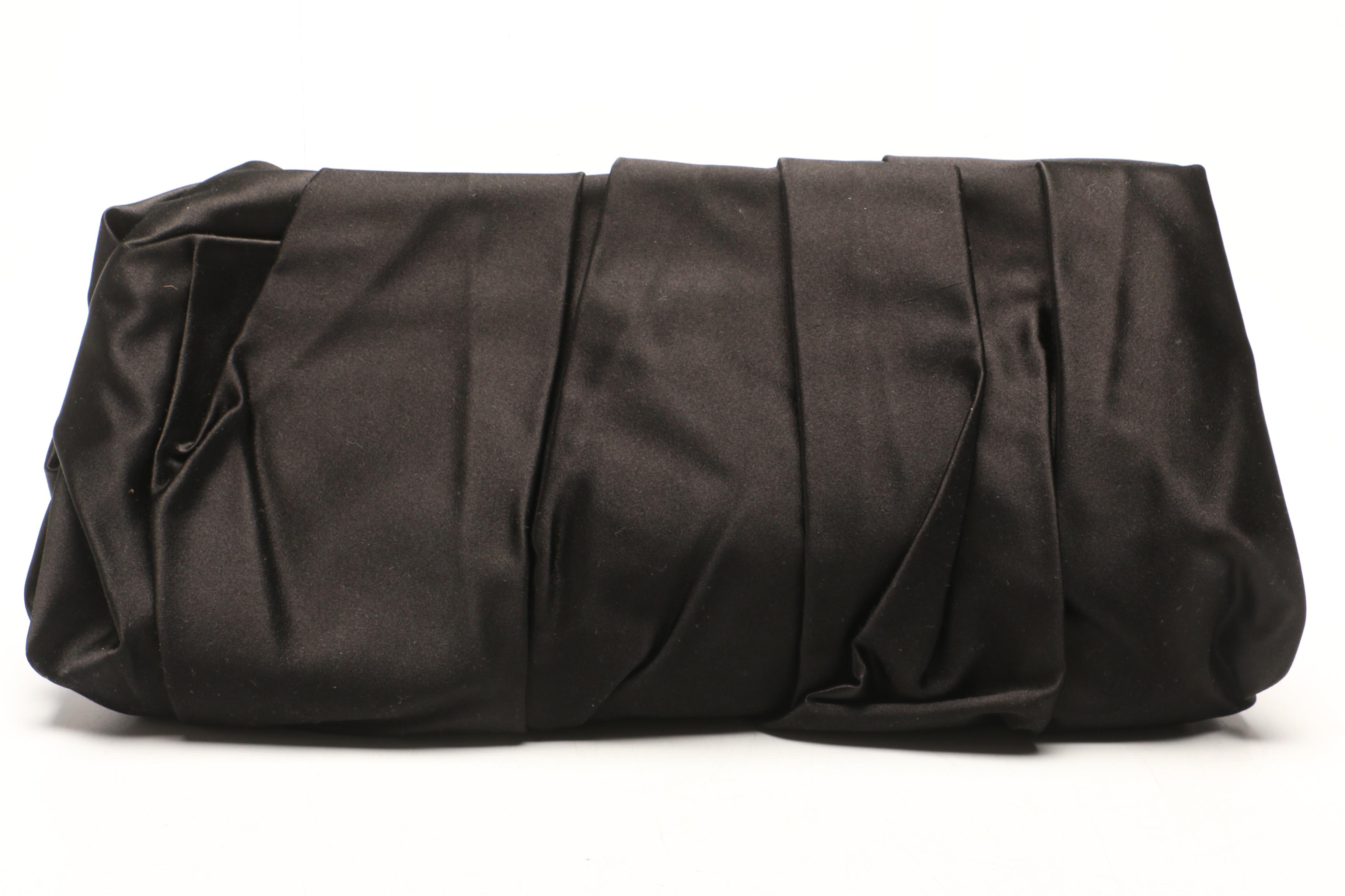 Prada Raso Nero Black Satin Pochette Clutch