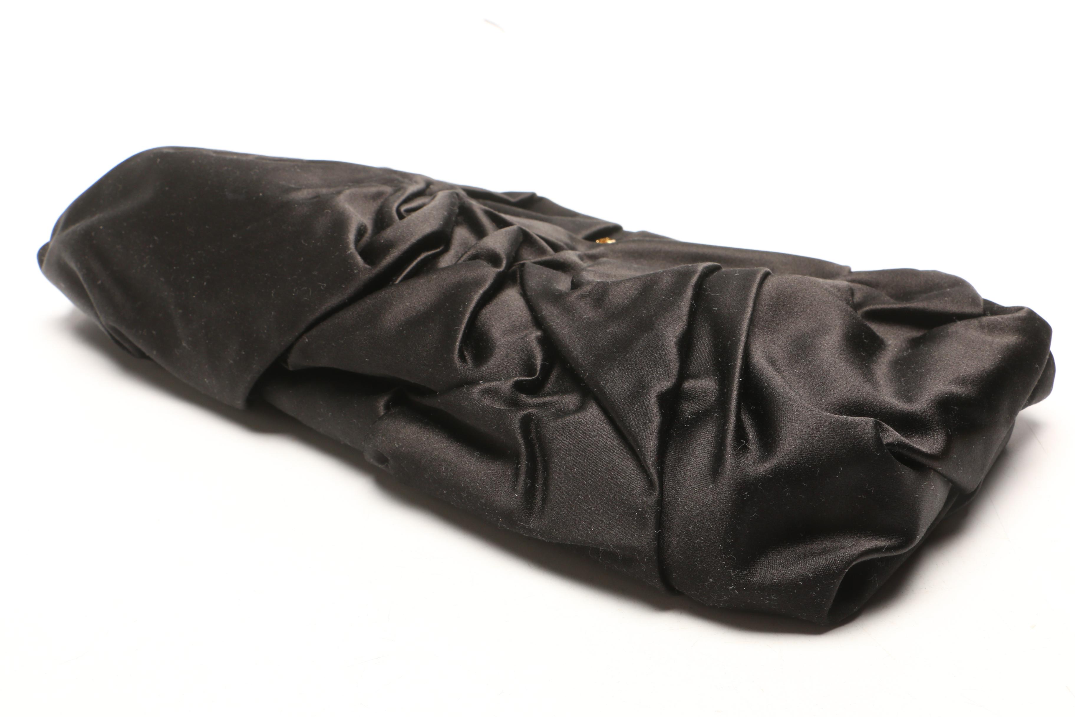 Prada Raso Nero Black Satin Pochette Clutch