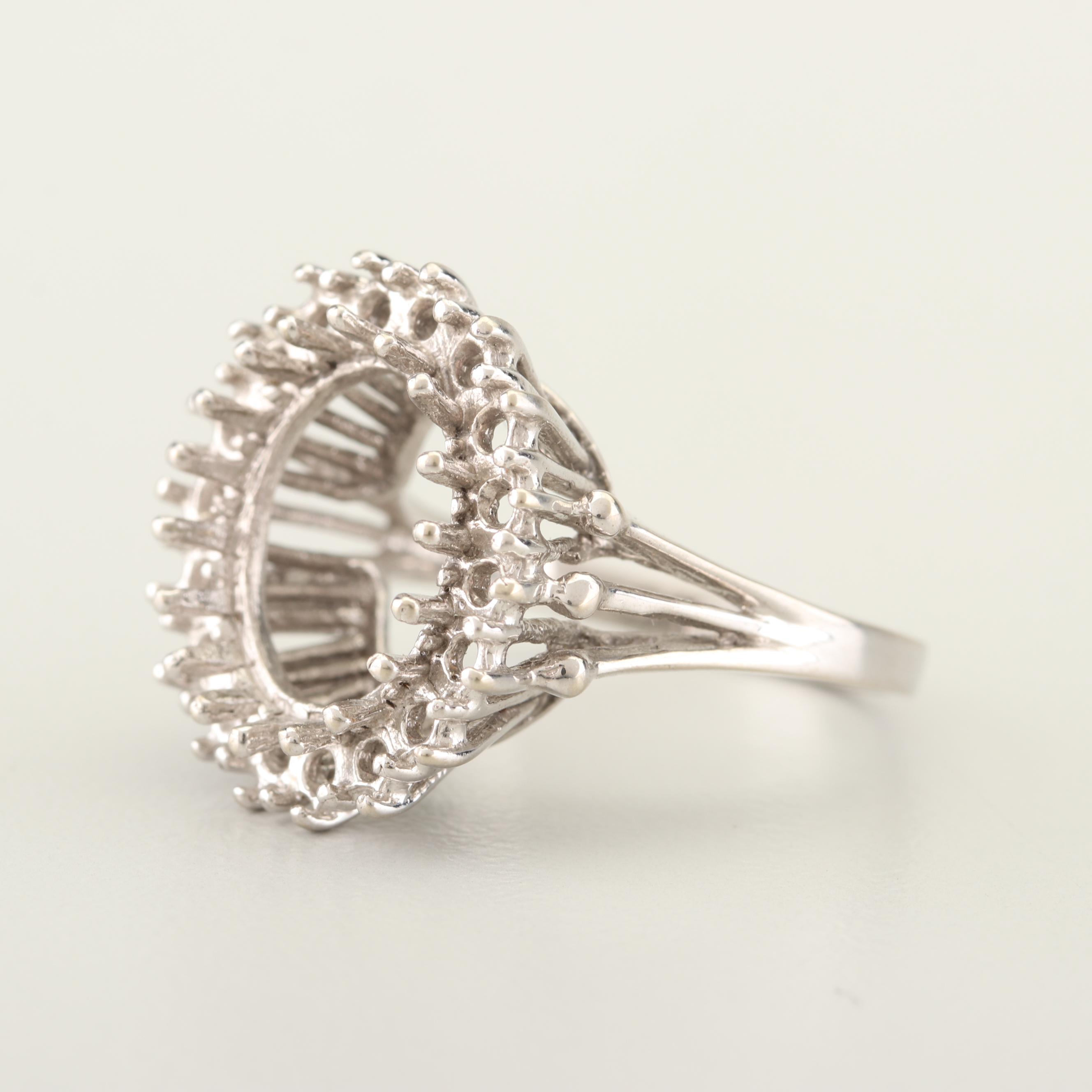 14K White Gold Semi-Mount Ring with 4.92 CT Loose Moonstone