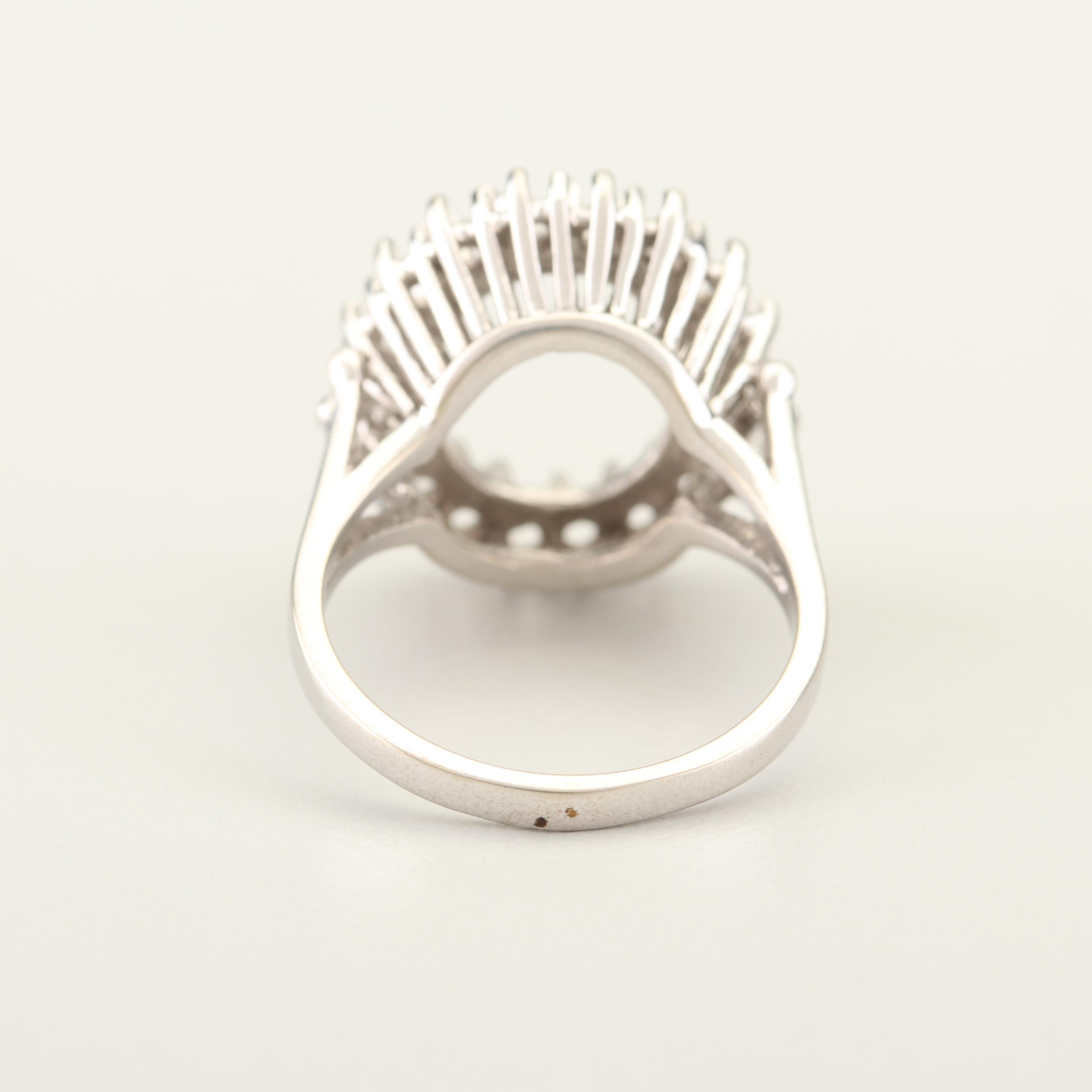 14K White Gold Semi-Mount Ring with 4.92 CT Loose Moonstone