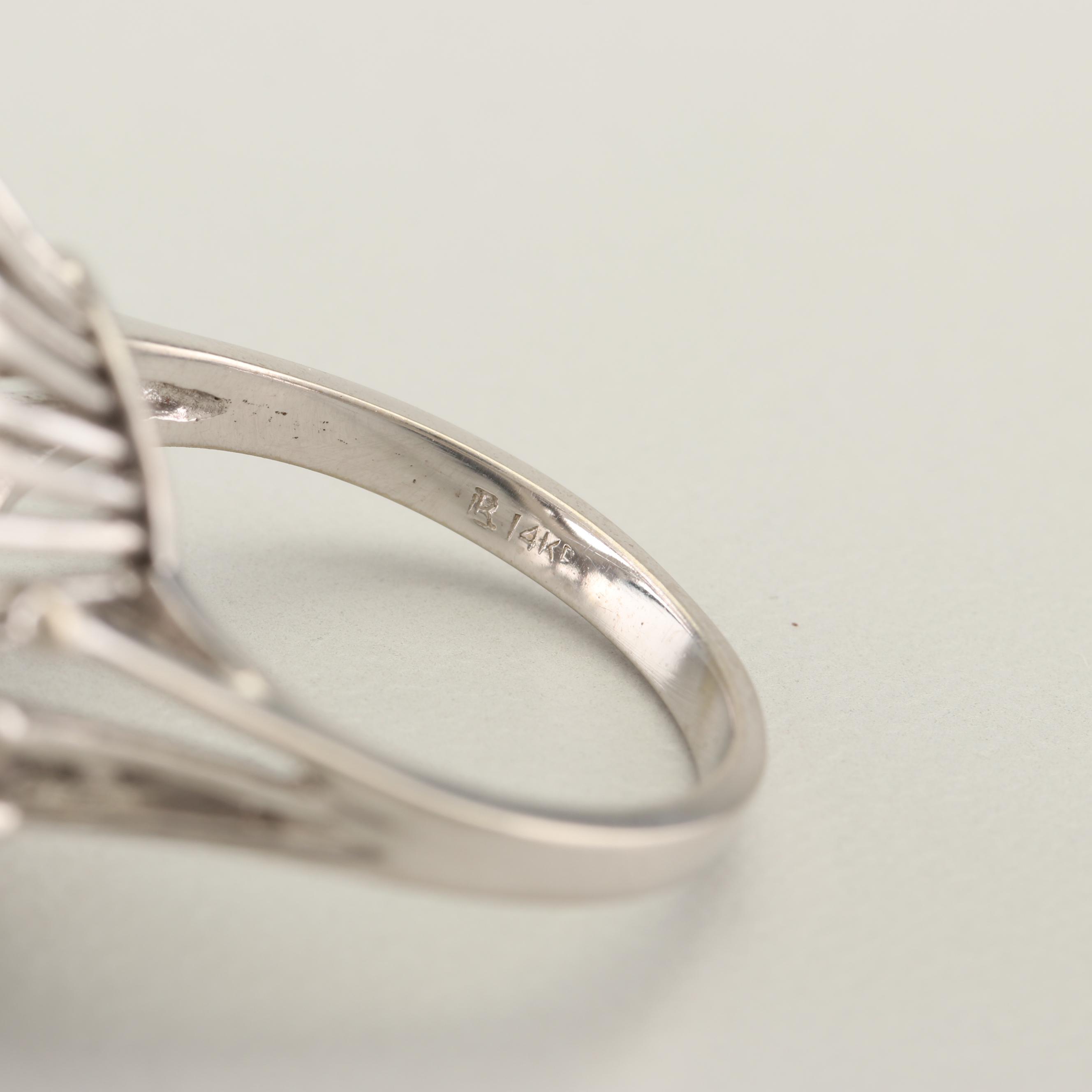 14K White Gold Semi-Mount Ring with 4.92 CT Loose Moonstone