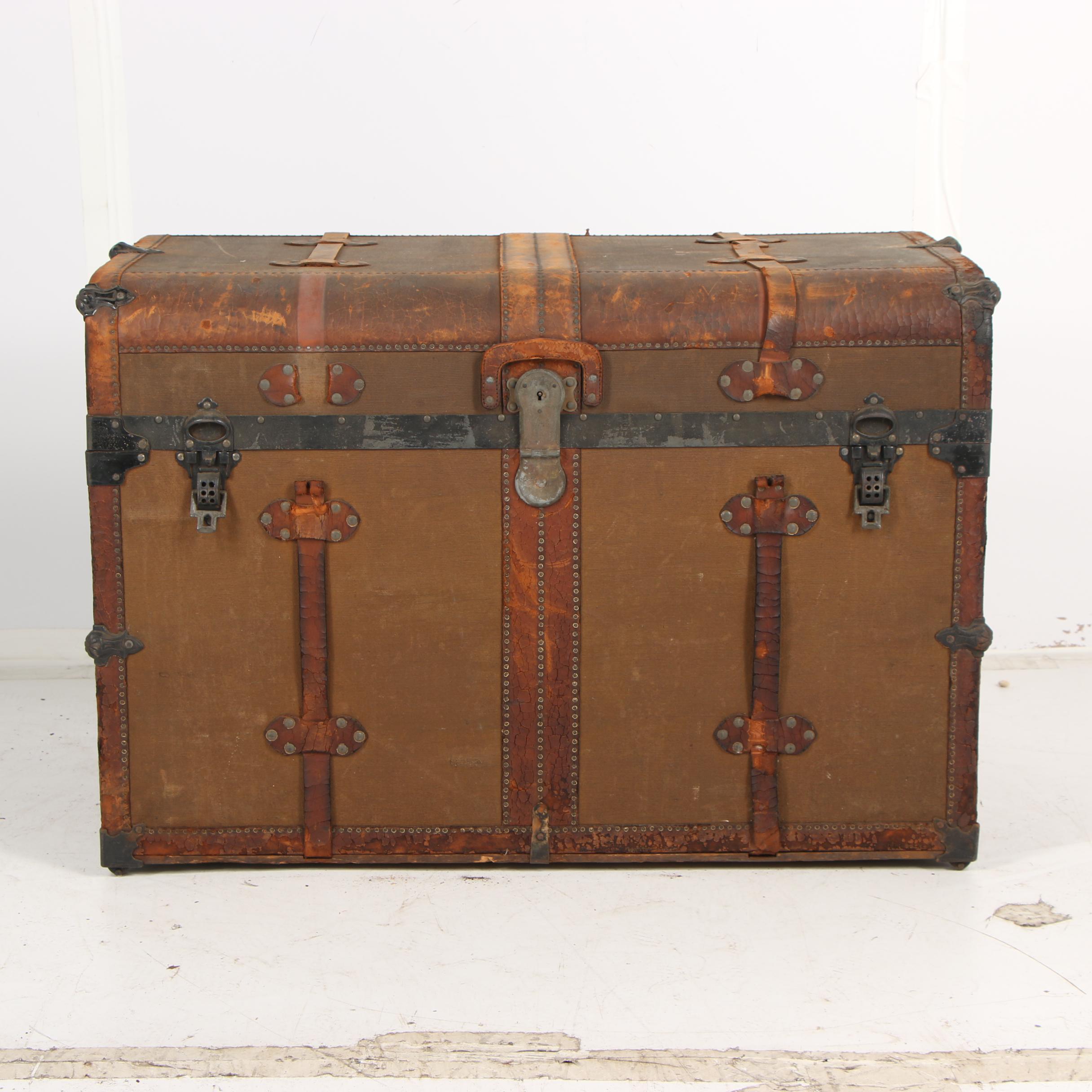 H.W. Rountree & Bro. Trunk & Bag Co. Wood and Metal Steamer Trunk, circa 1900