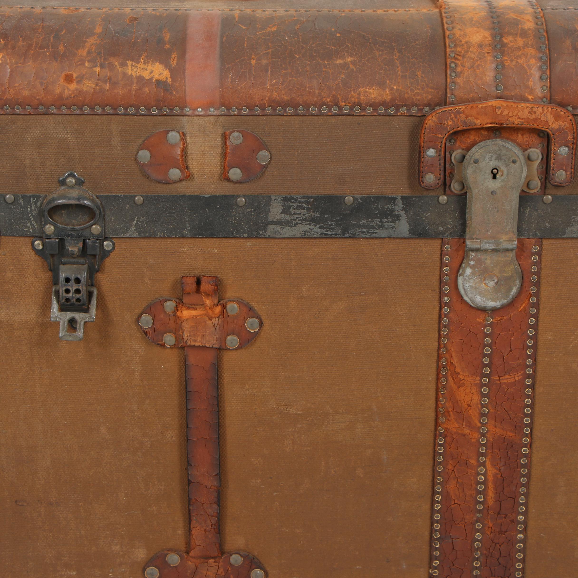 H.W. Rountree & Bro. Trunk & Bag Co. Wood and Metal Steamer Trunk, circa 1900