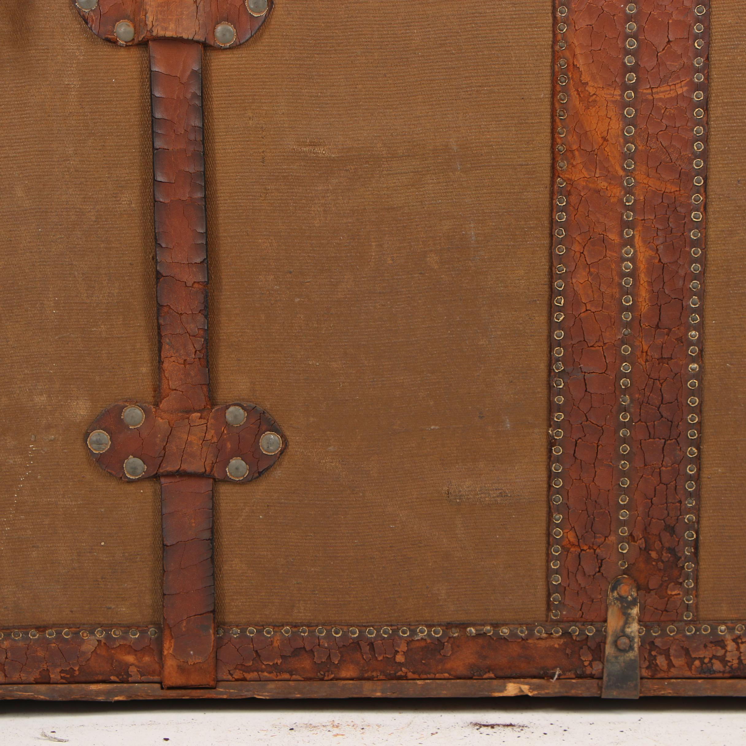 H.W. Rountree & Bro. Trunk & Bag Co. Wood and Metal Steamer Trunk, circa 1900