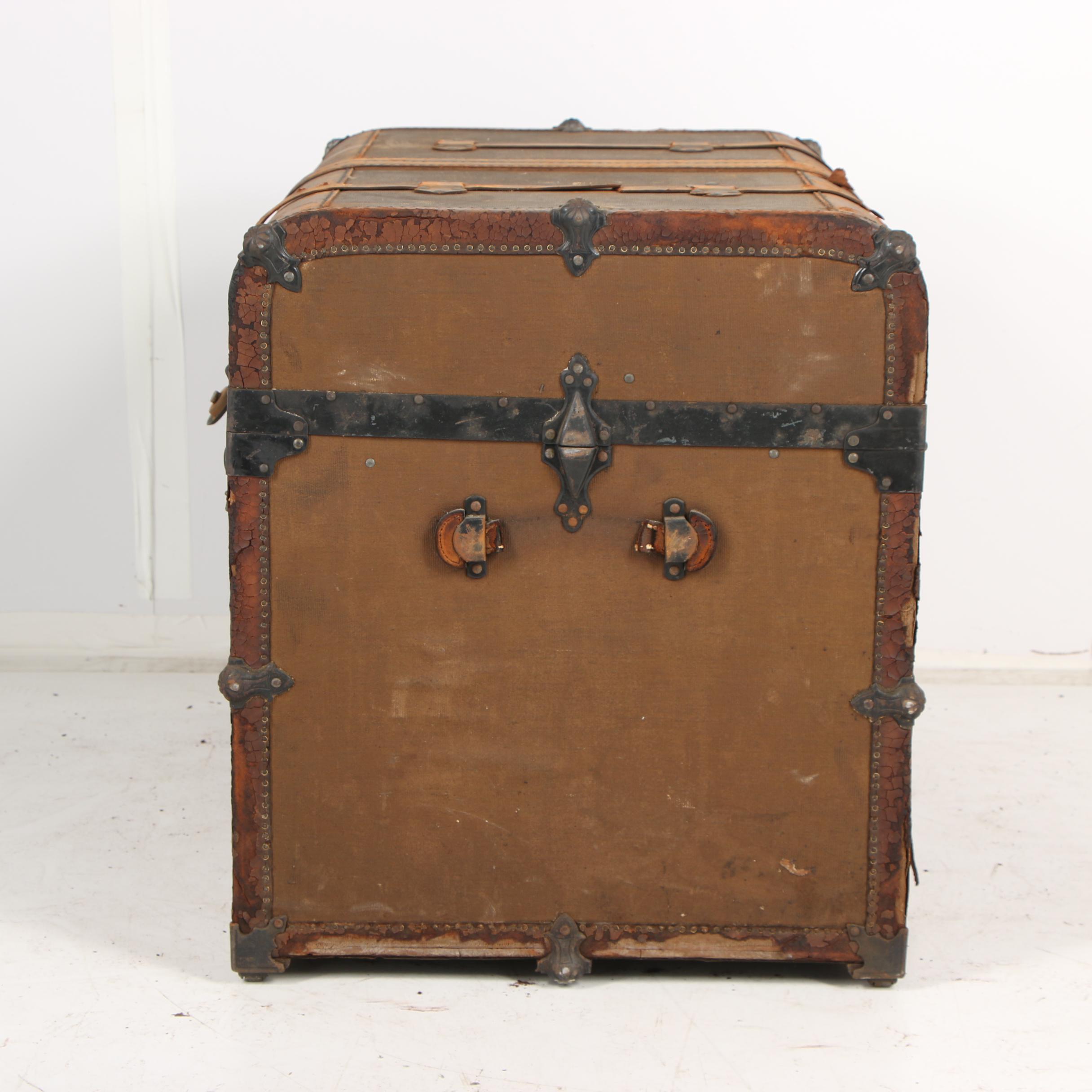 H.W. Rountree & Bro. Trunk & Bag Co. Wood and Metal Steamer Trunk, circa 1900