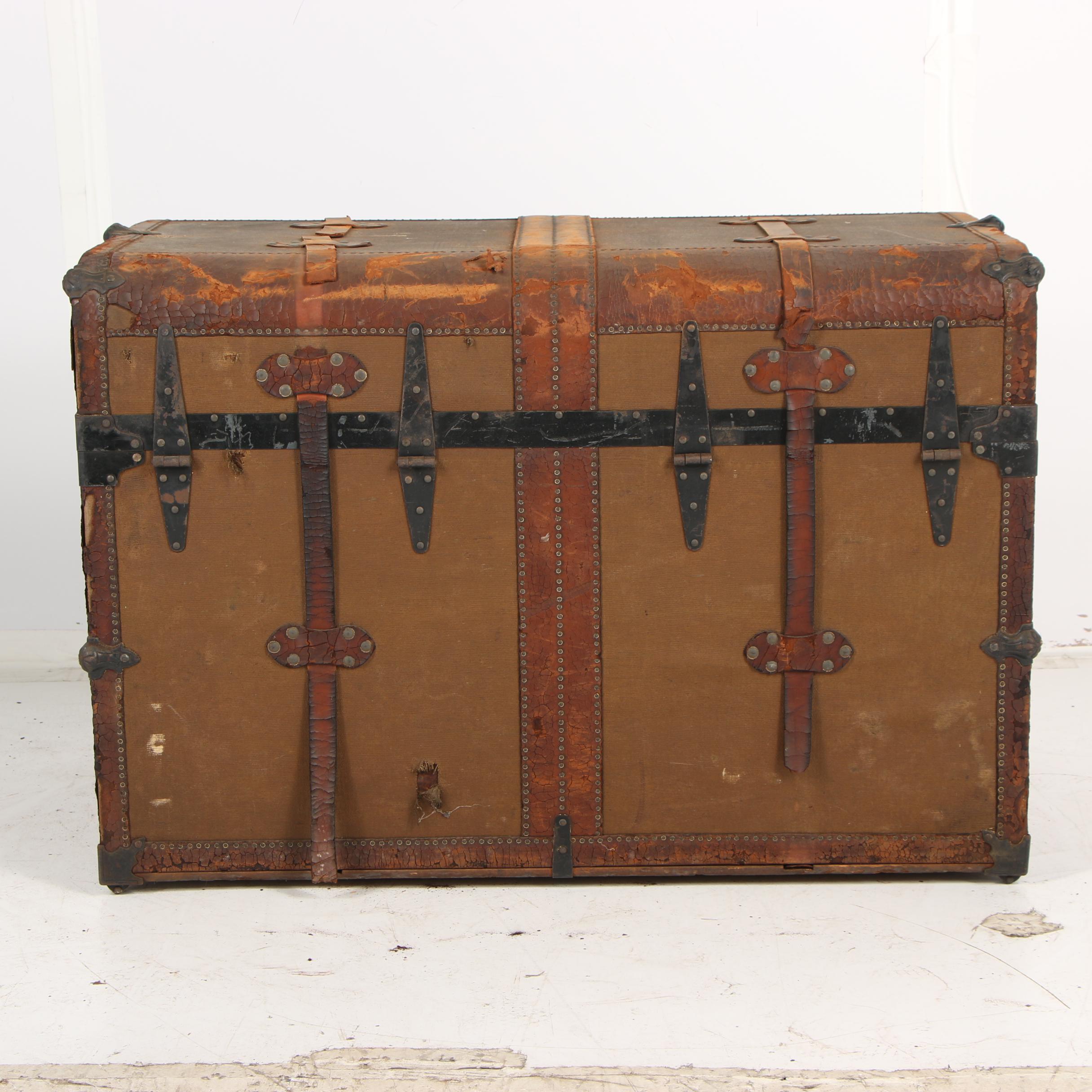 H.W. Rountree & Bro. Trunk & Bag Co. Wood and Metal Steamer Trunk, circa 1900