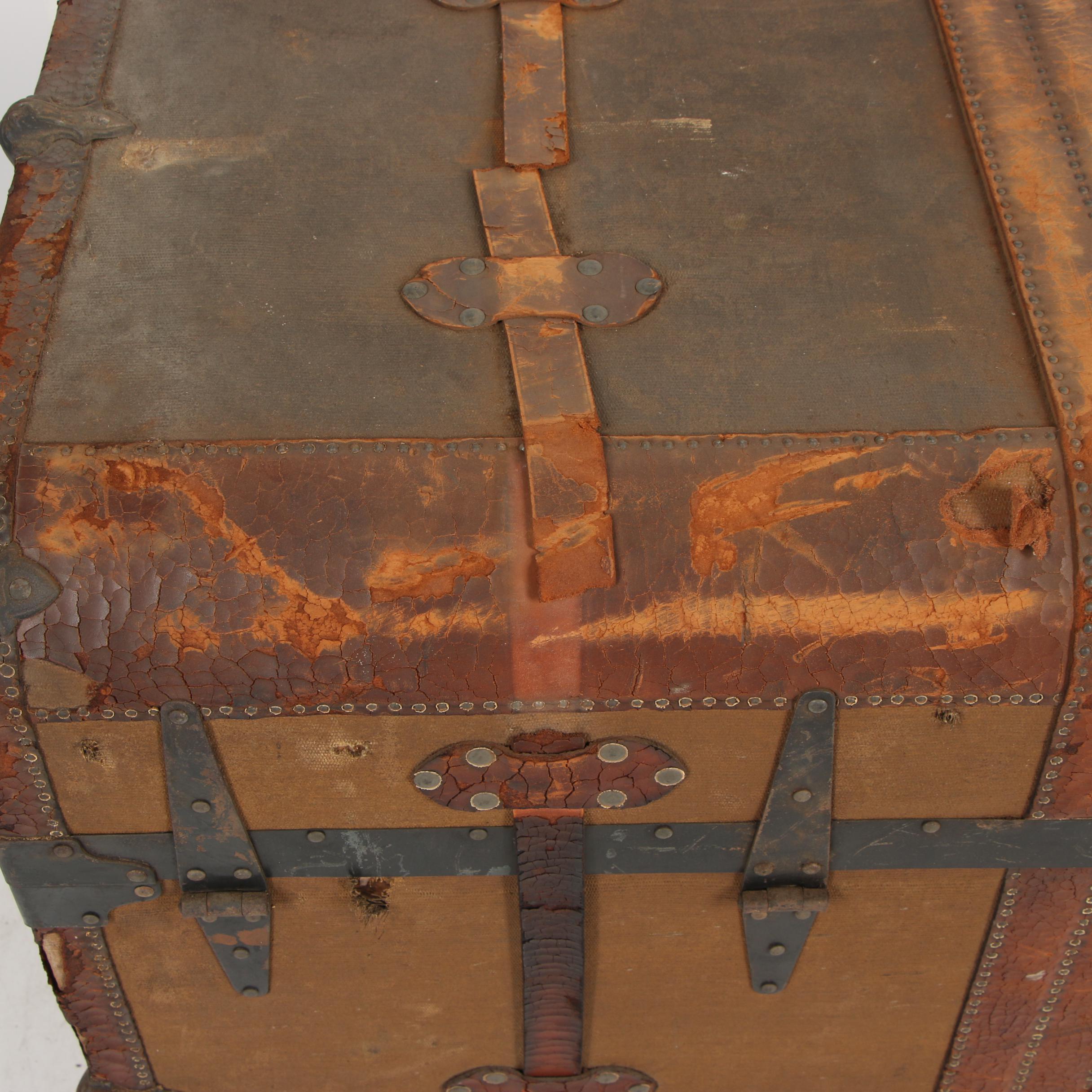 H.W. Rountree & Bro. Trunk & Bag Co. Wood and Metal Steamer Trunk, circa 1900