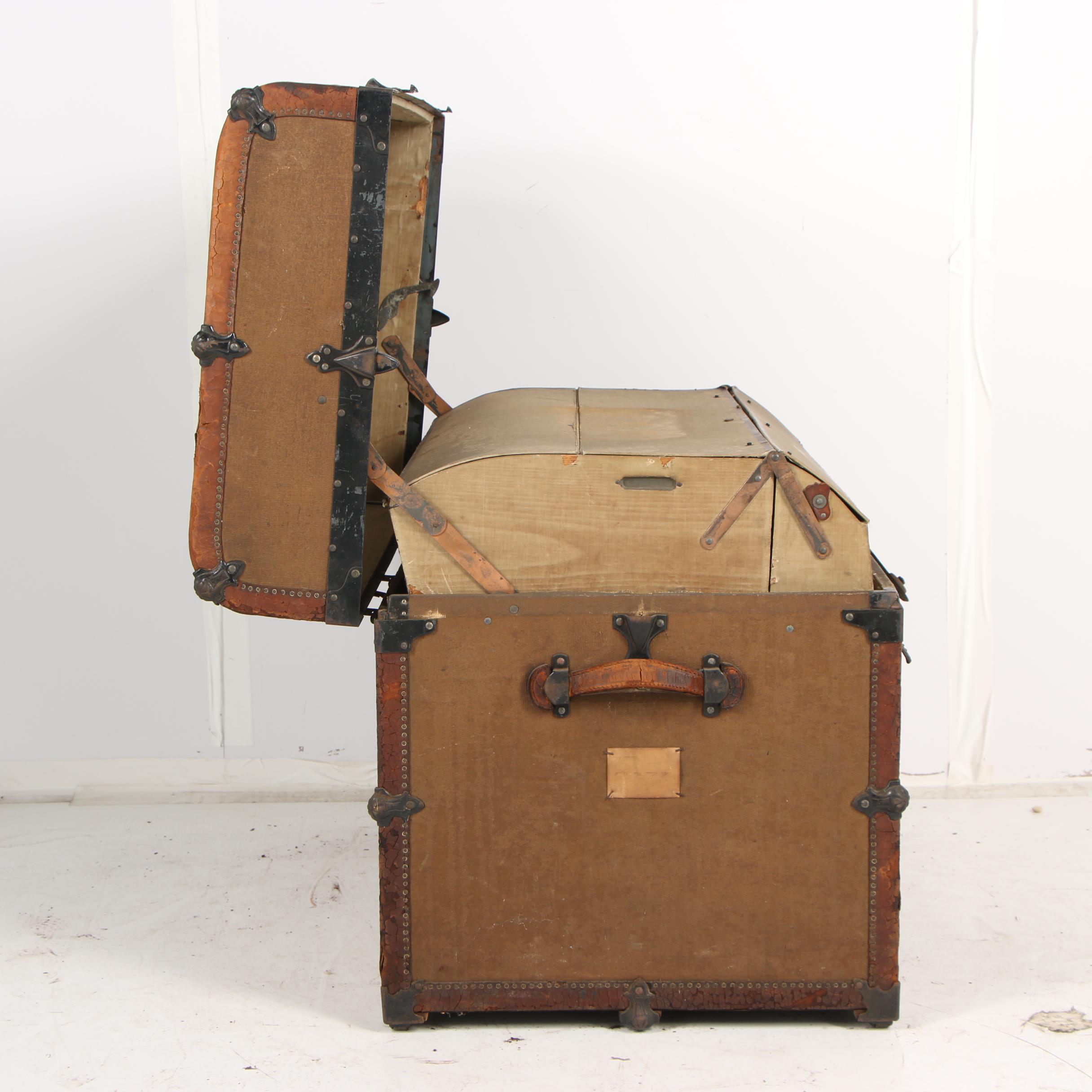H.W. Rountree & Bro. Trunk & Bag Co. Wood and Metal Steamer Trunk, circa 1900